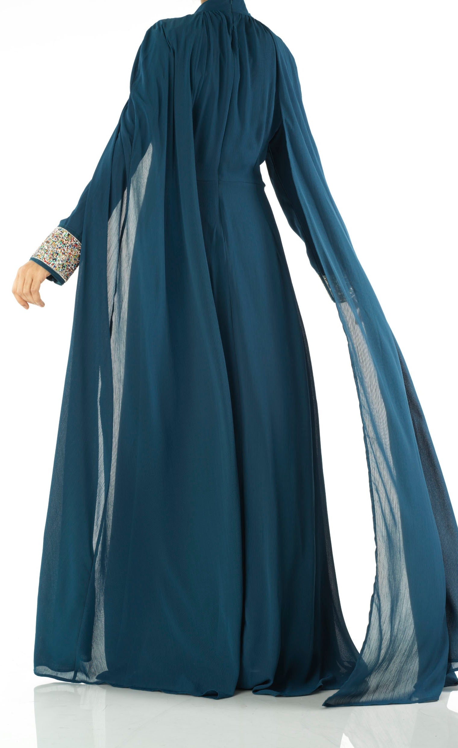 Navy Boqorad crystal cape maxi dress Kabayare