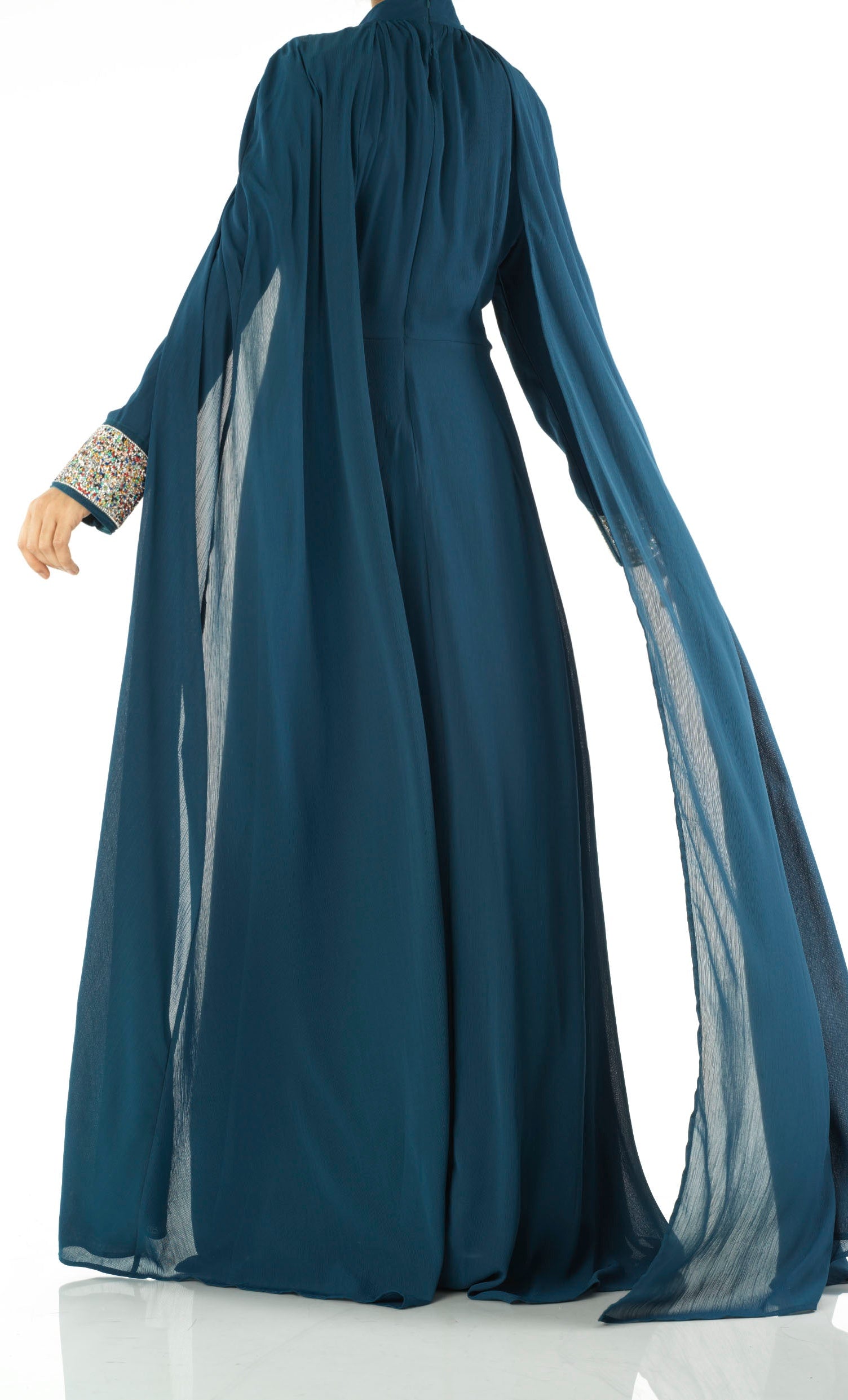 Navy Boqorad crystal cape maxi dress Kabayare