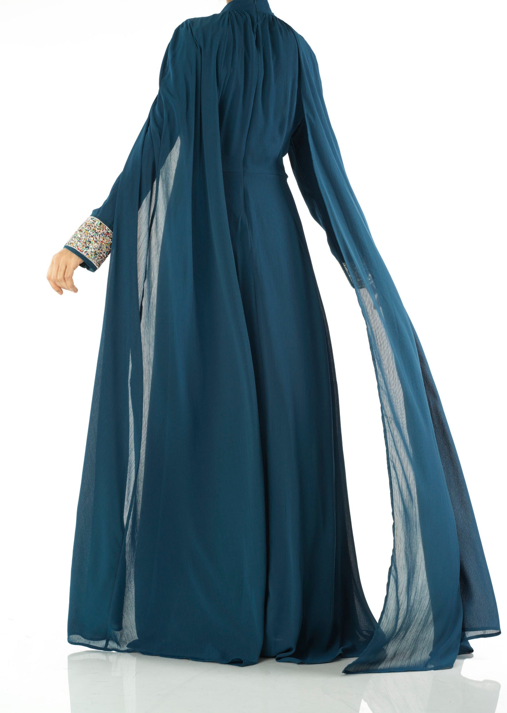 Navy Boqorad crystal cape maxi dress Kabayare