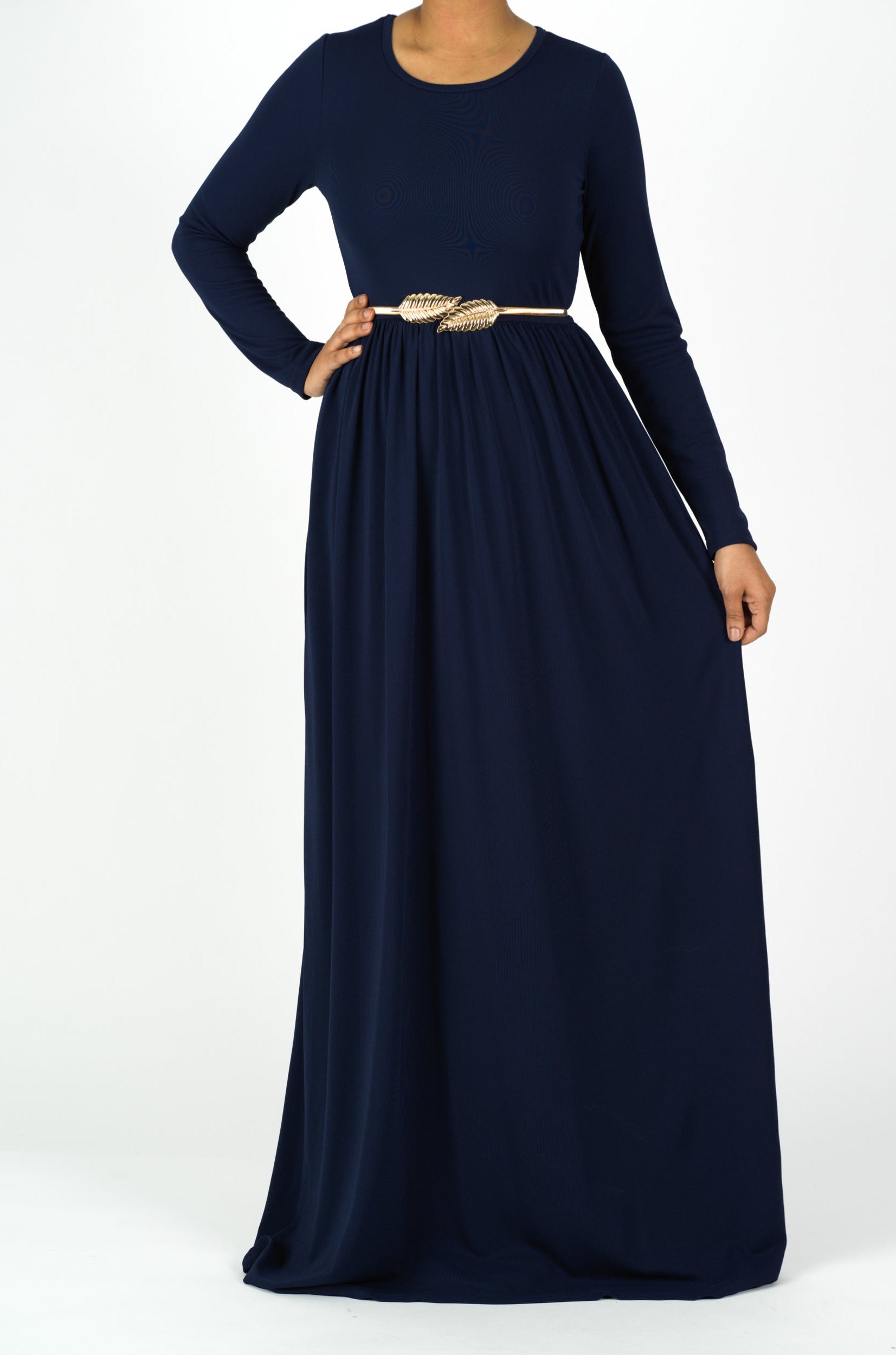 Navy Original Milk Silk Maxi Dress Kabayare