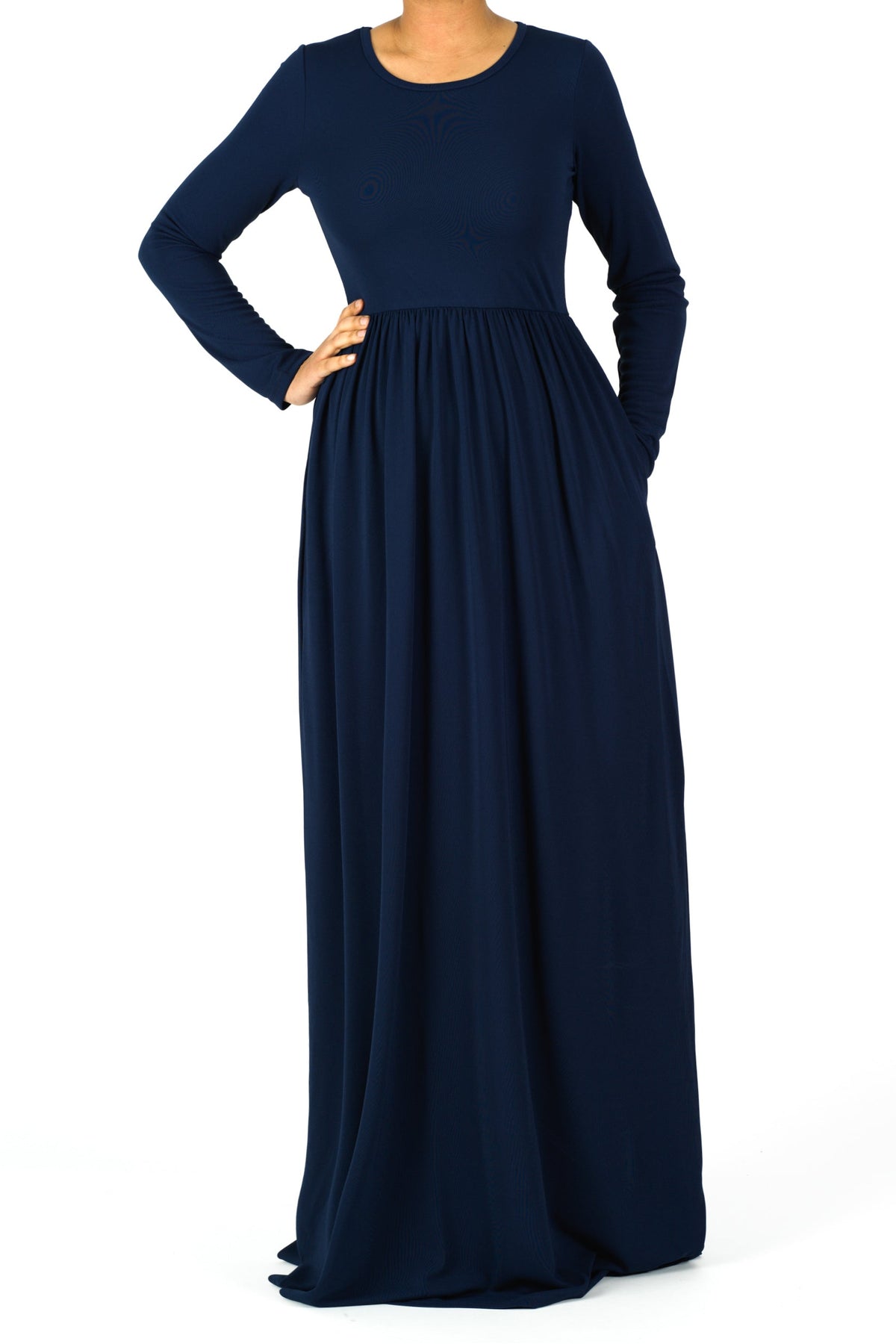 Navy Original Milk Silk Maxi Dress Kabayare