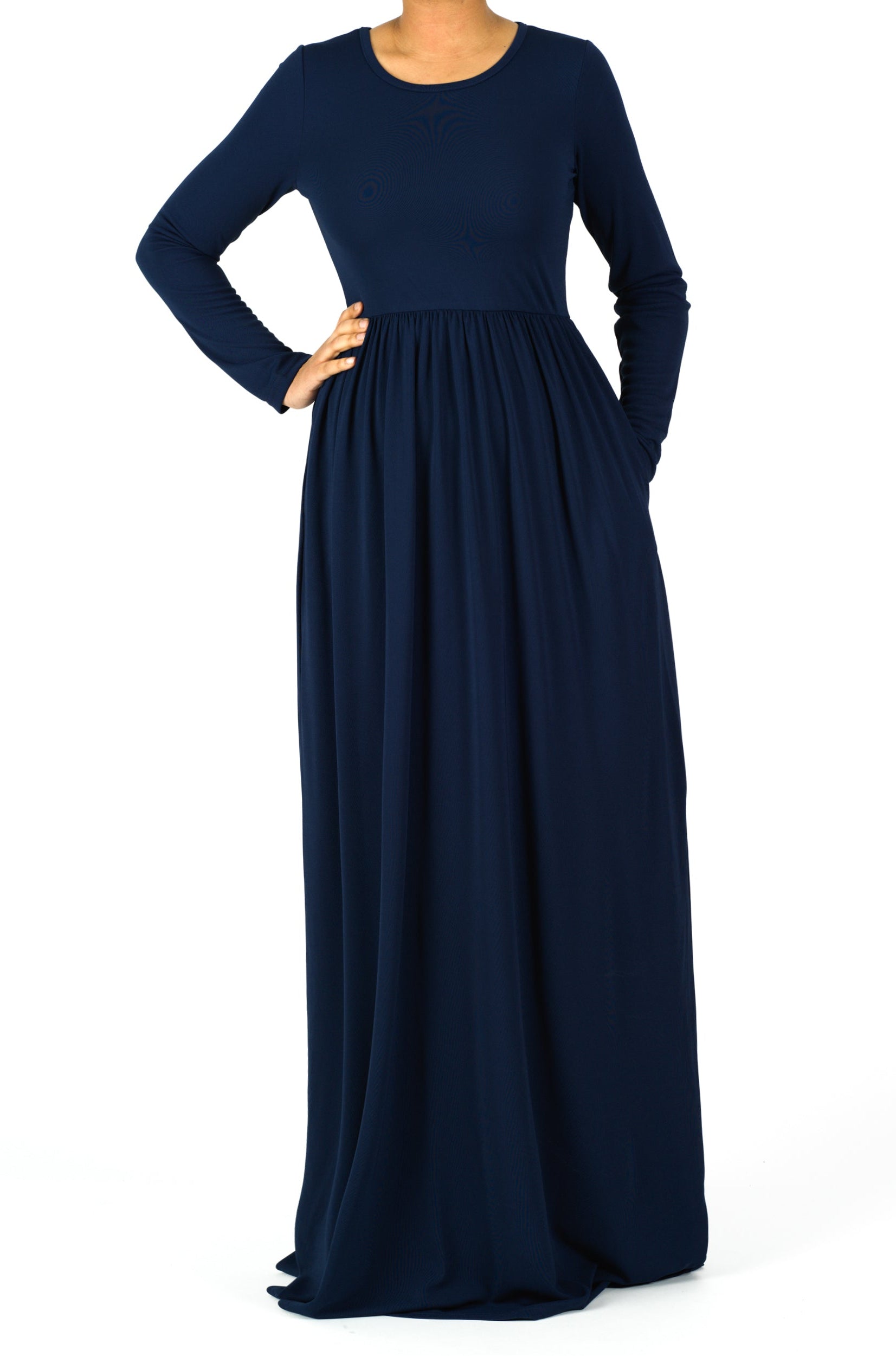 Navy Original Milk Silk Maxi Dress Kabayare