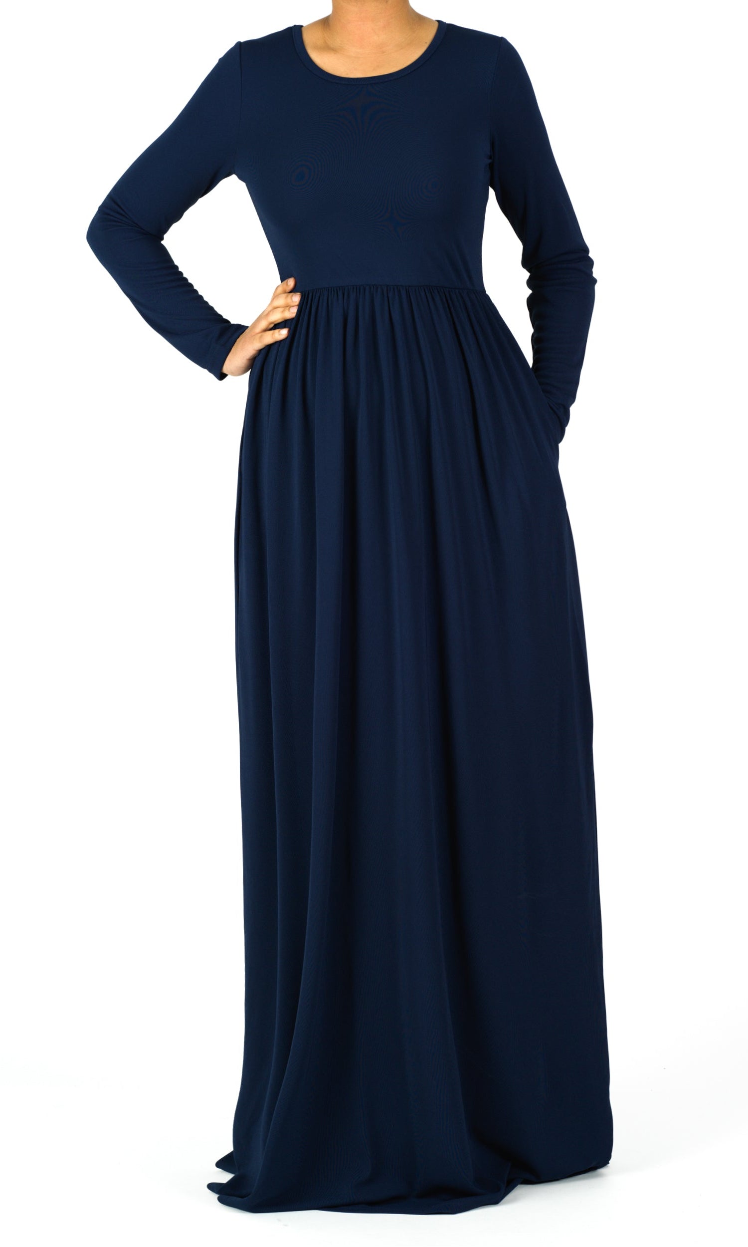 Navy Original Milk Silk Maxi Dress Kabayare
