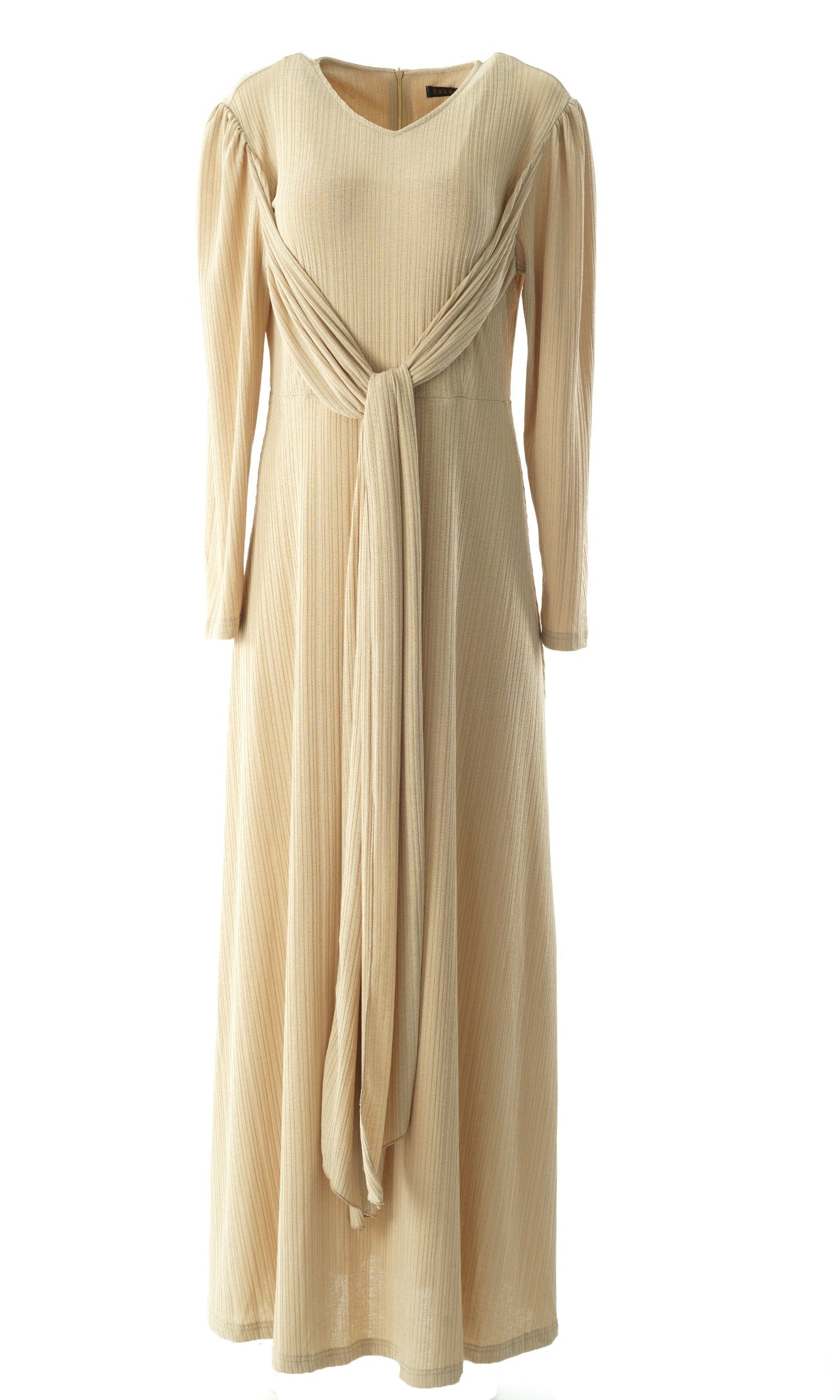 Oatmeal nude ma chérie ribbed maxi dress Kabayare