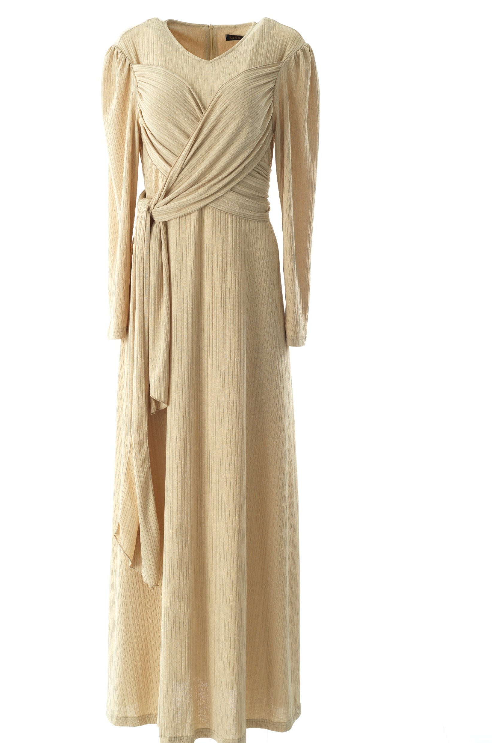 Oatmeal nude ma chérie ribbed maxi dress Kabayare