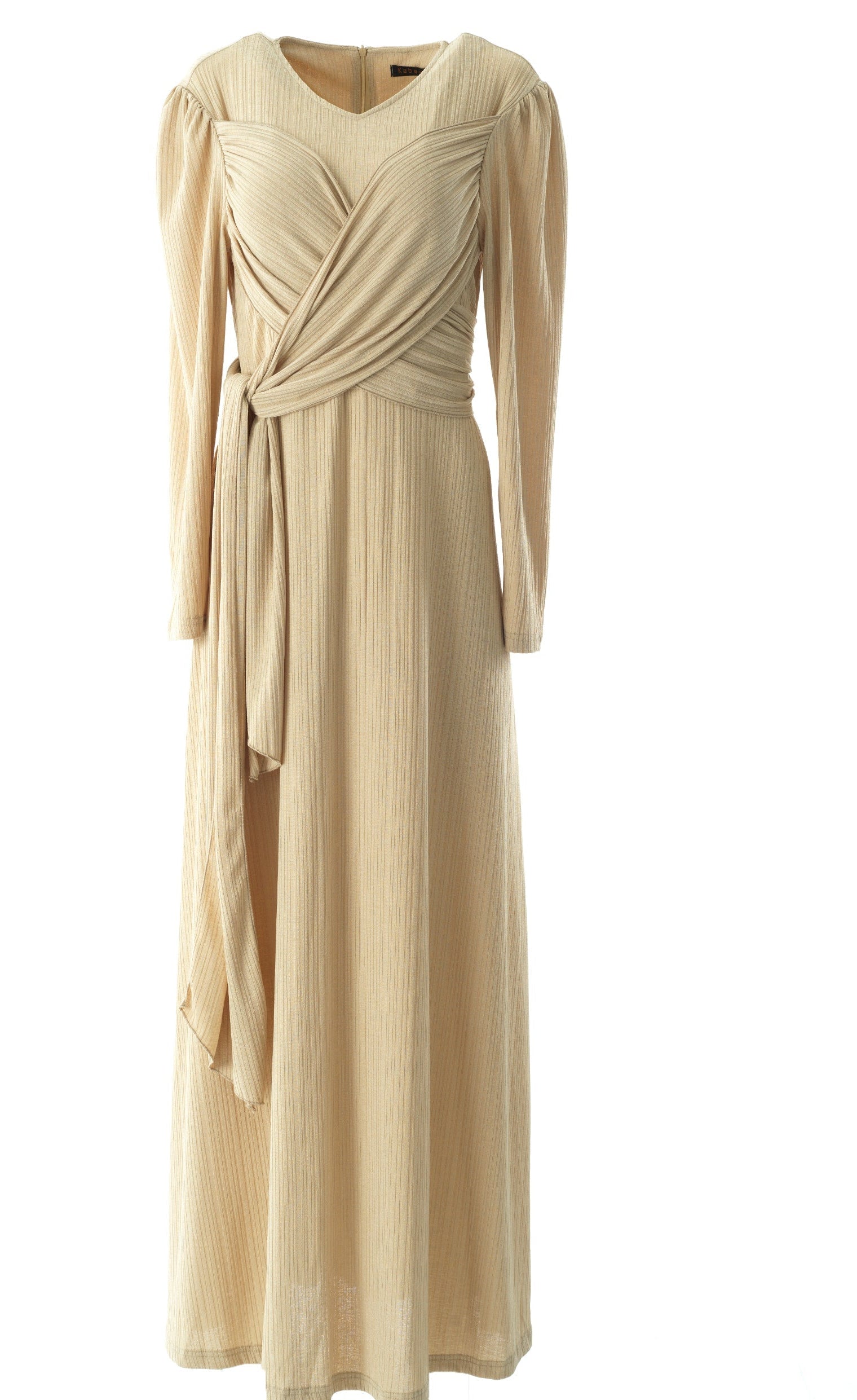 Oatmeal nude ma chérie ribbed maxi dress Kabayare