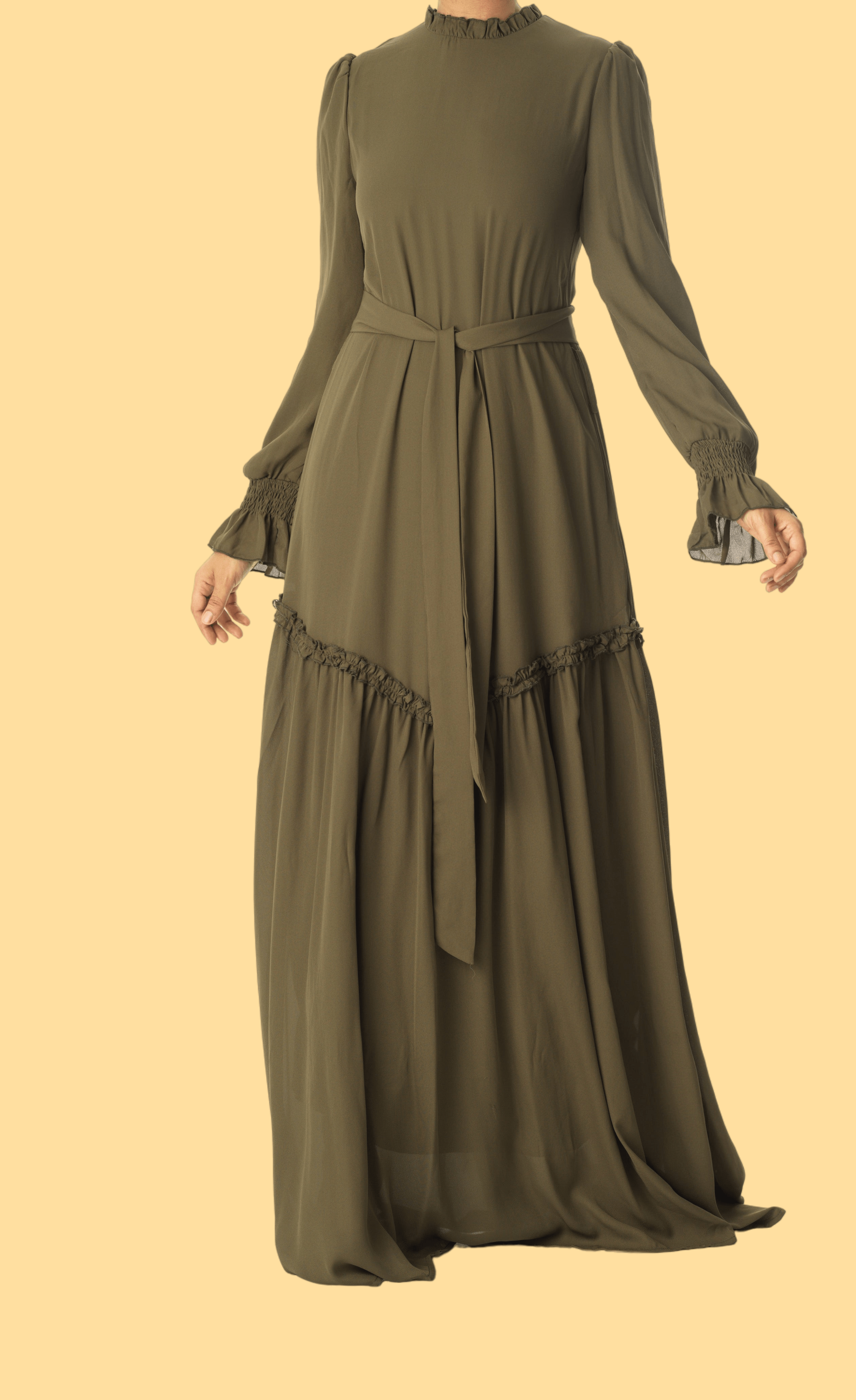 Olive Barcelona long sleeve maxi dress Kabayare