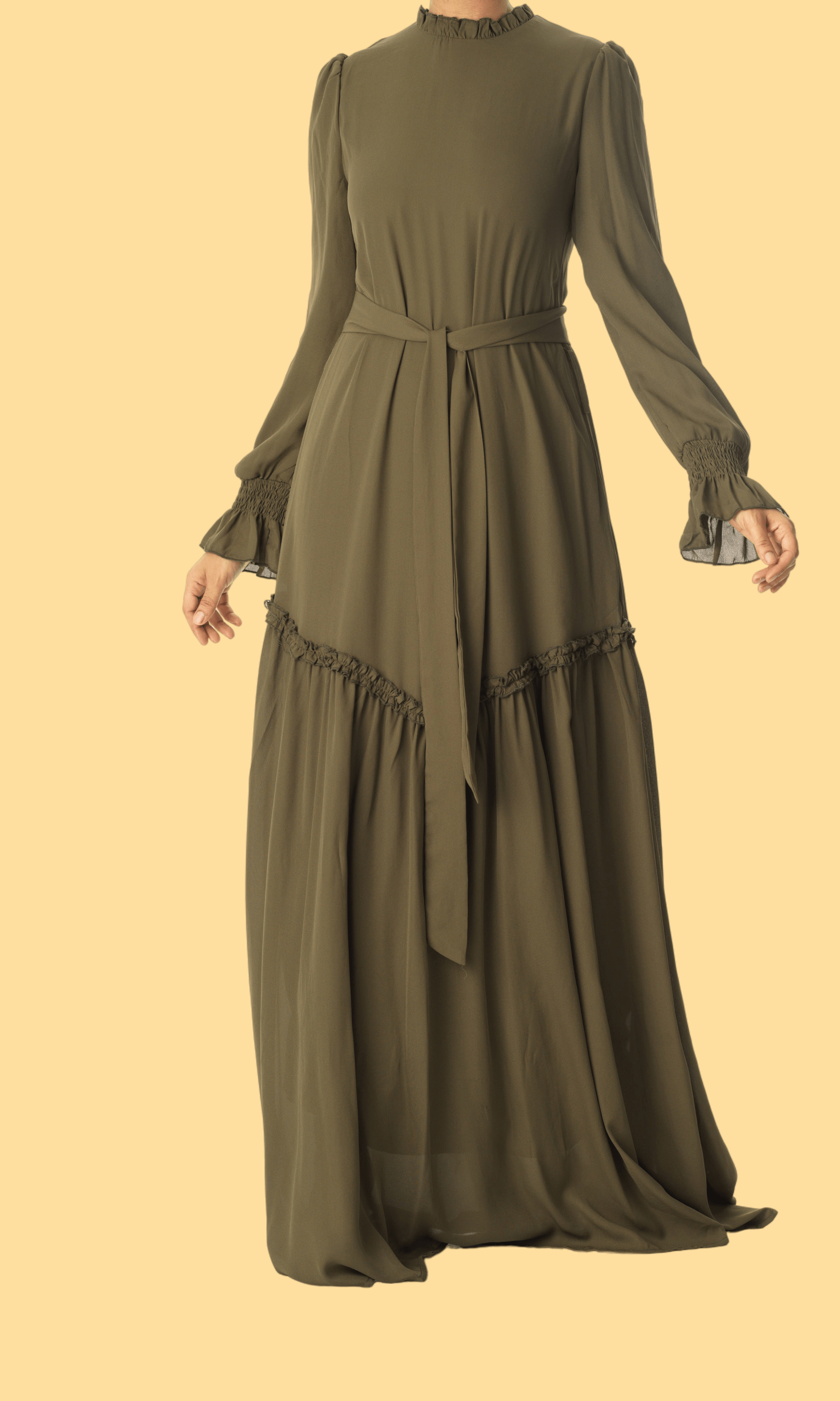 Olive Barcelona long sleeve maxi dress Kabayare