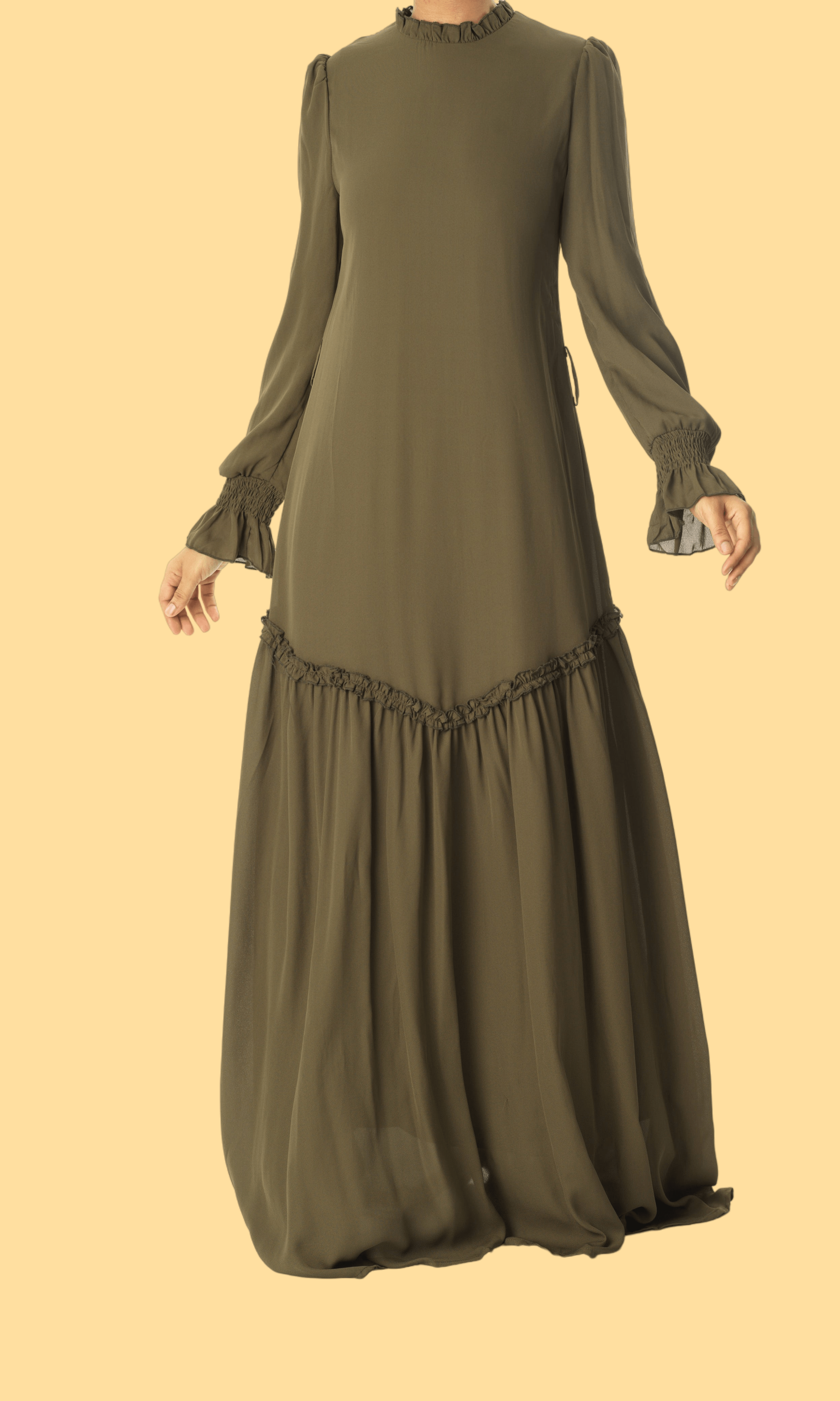 Olive Barcelona long sleeve maxi dress Kabayare