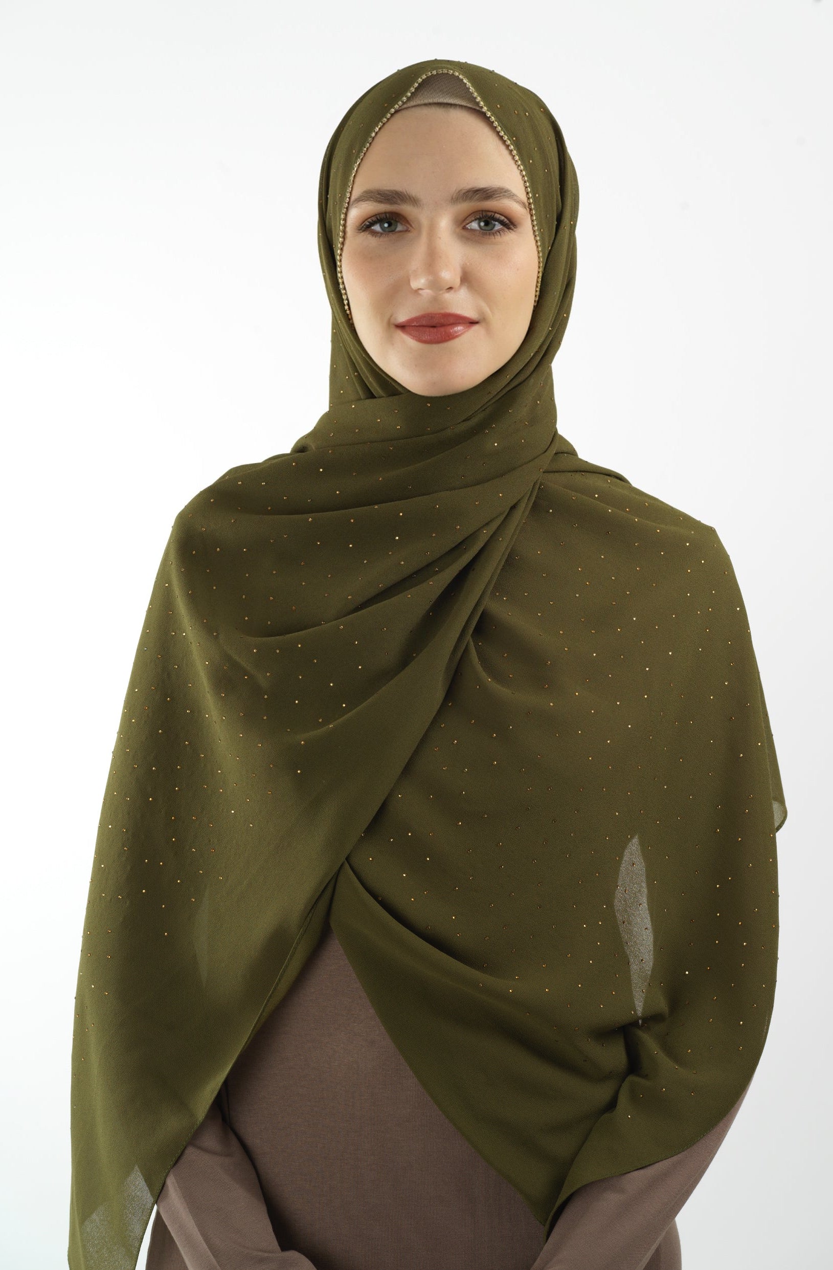 Olive Glamour chiffon hijab Kabayare