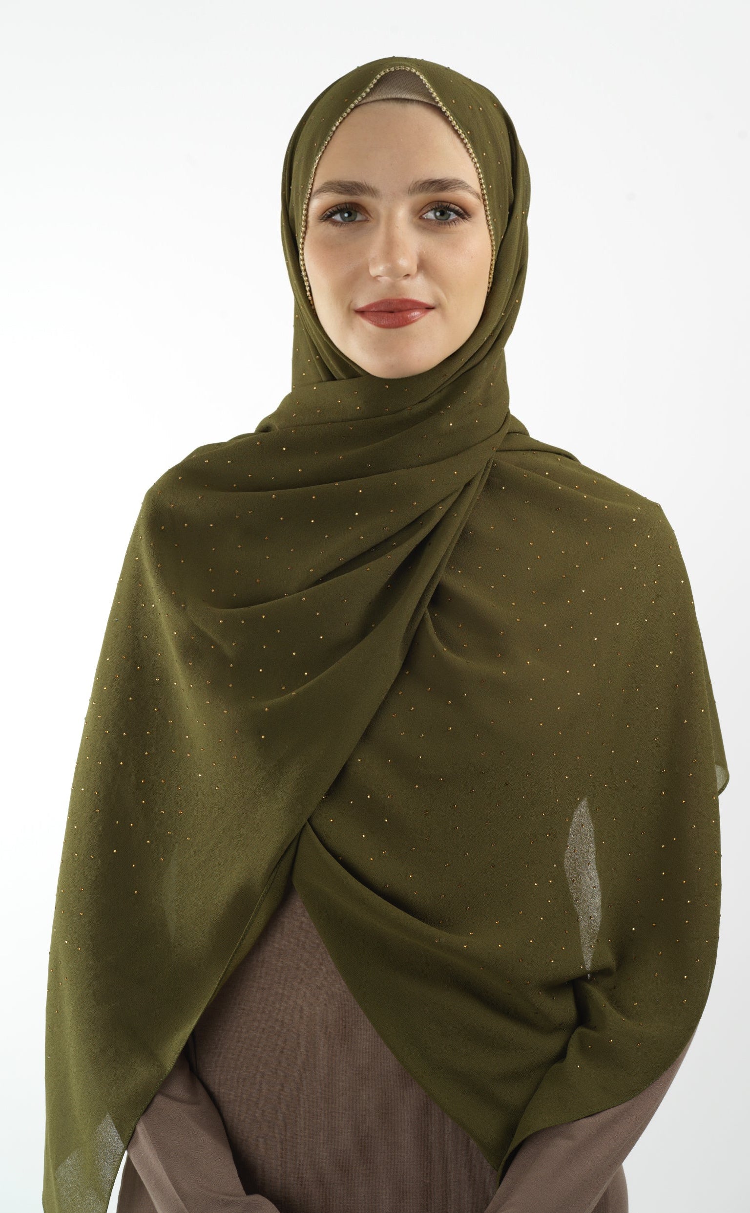 Olive Glamour chiffon hijab Kabayare