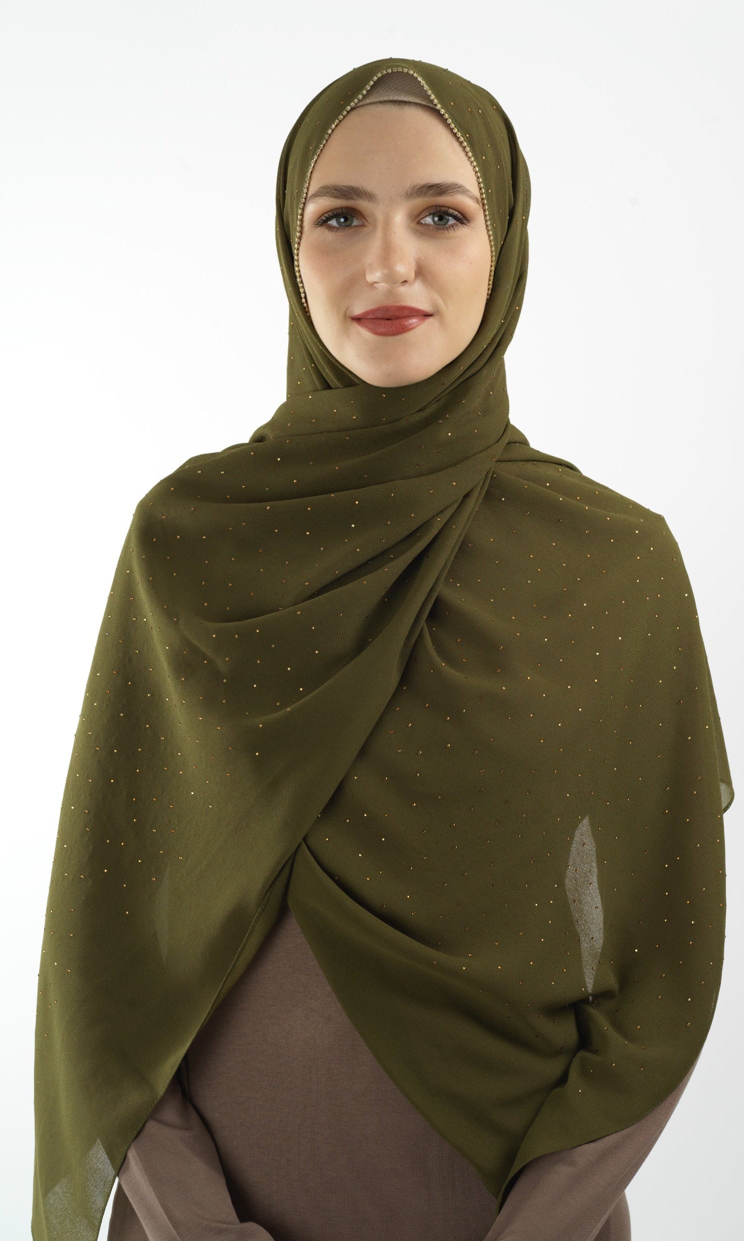 Olive Glamour chiffon hijab Kabayare