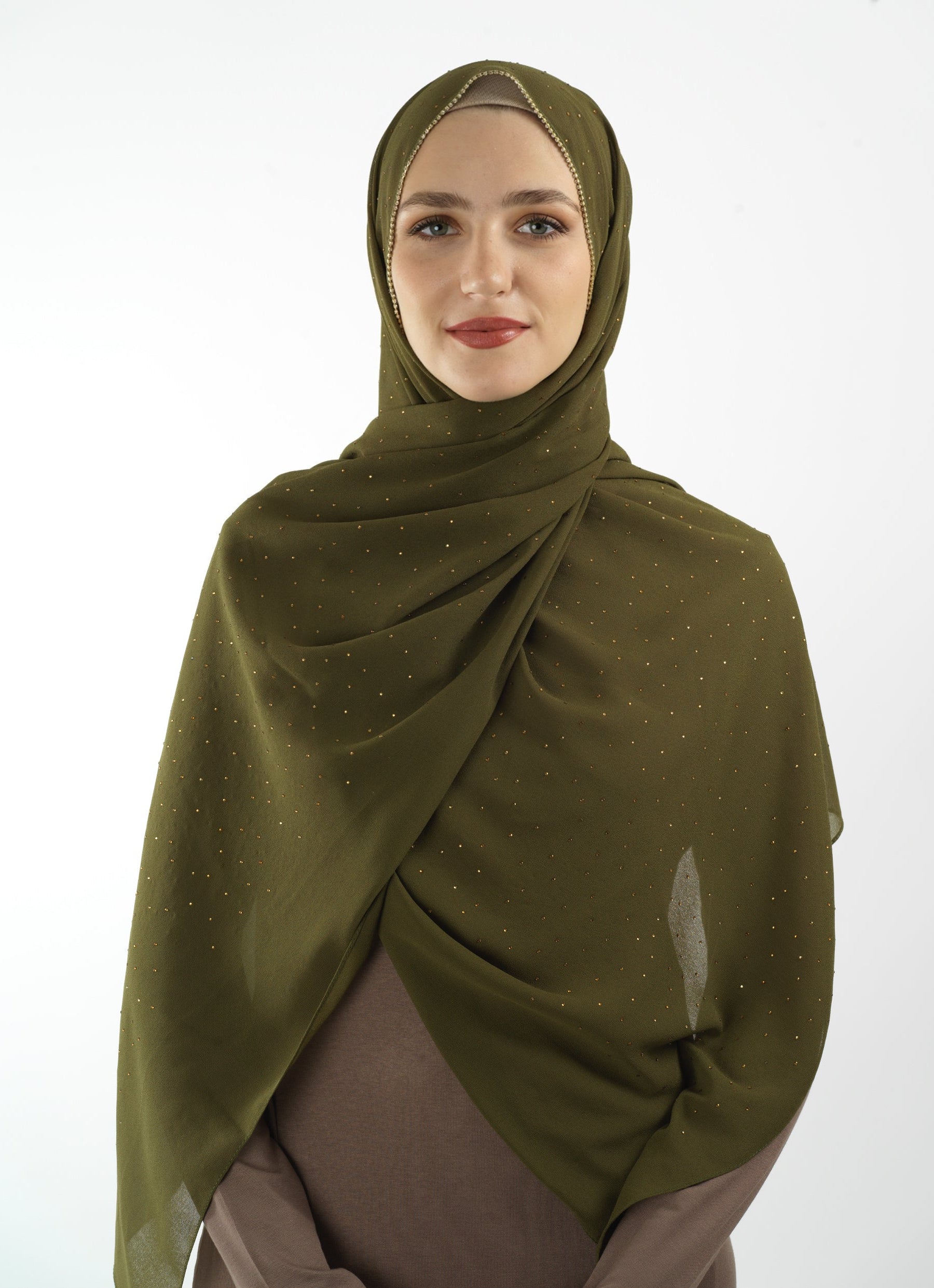 Olive Glamour chiffon hijab Kabayare