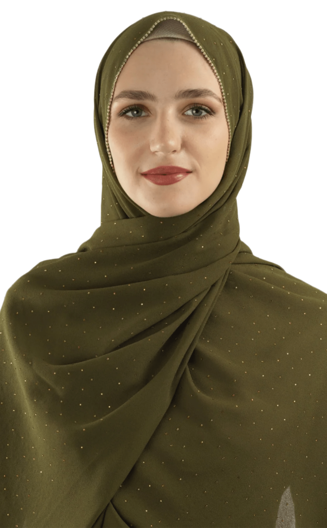 Olive Glamour chiffon hijab Kabayare