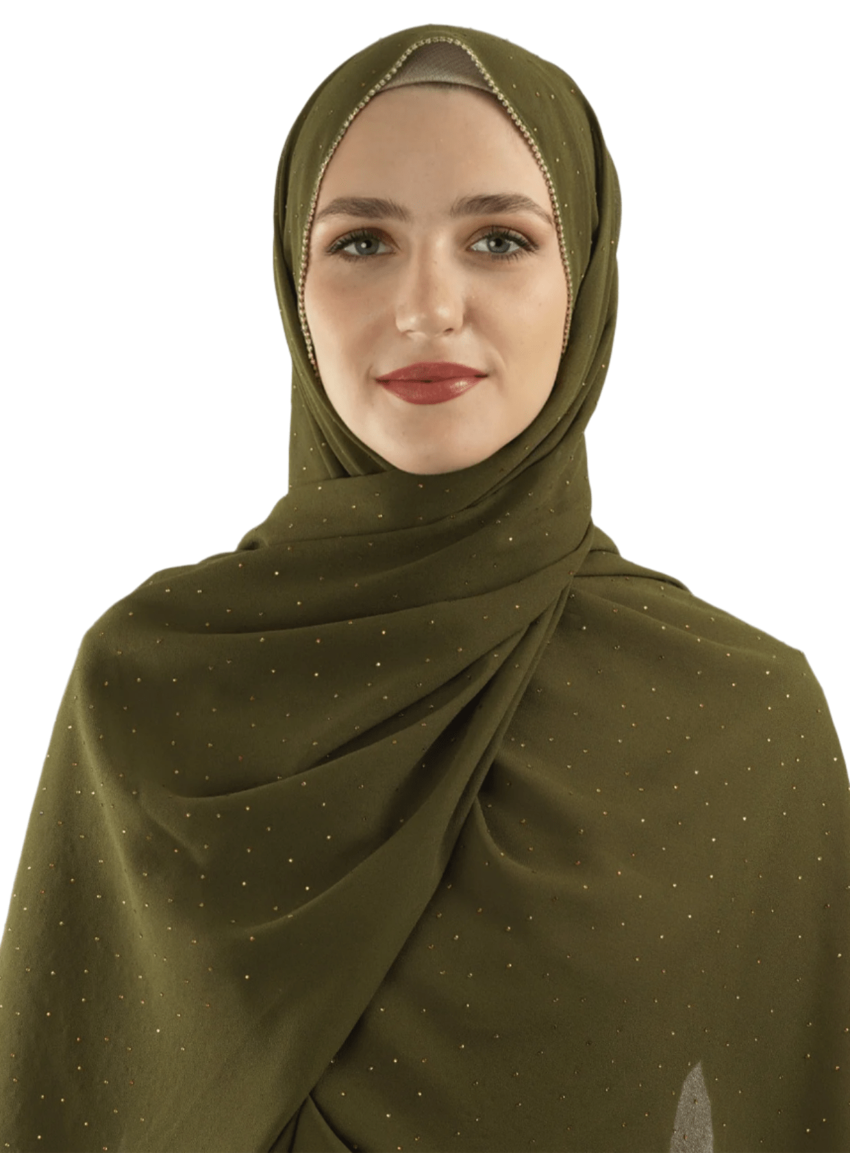 Olive Glamour chiffon hijab Kabayare