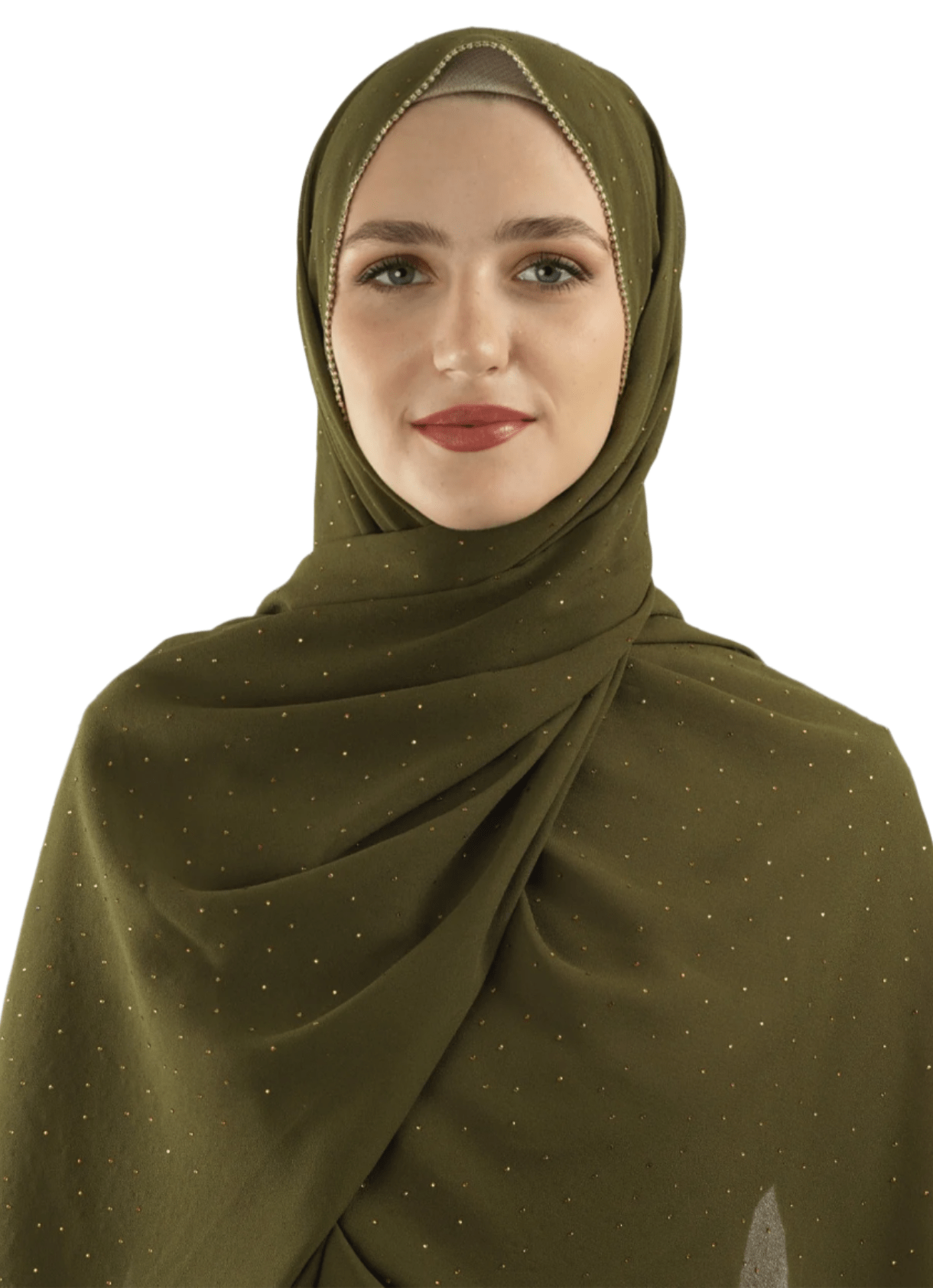 Olive Glamour chiffon hijab Kabayare