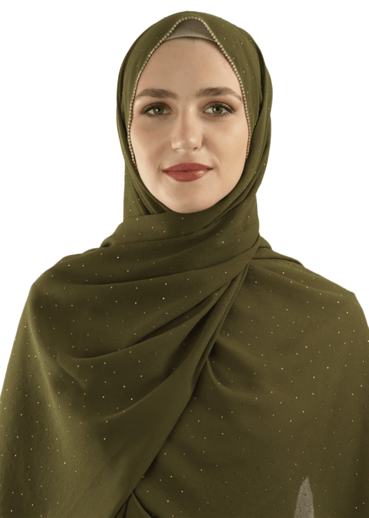 Olive Glamour chiffon hijab Kabayare