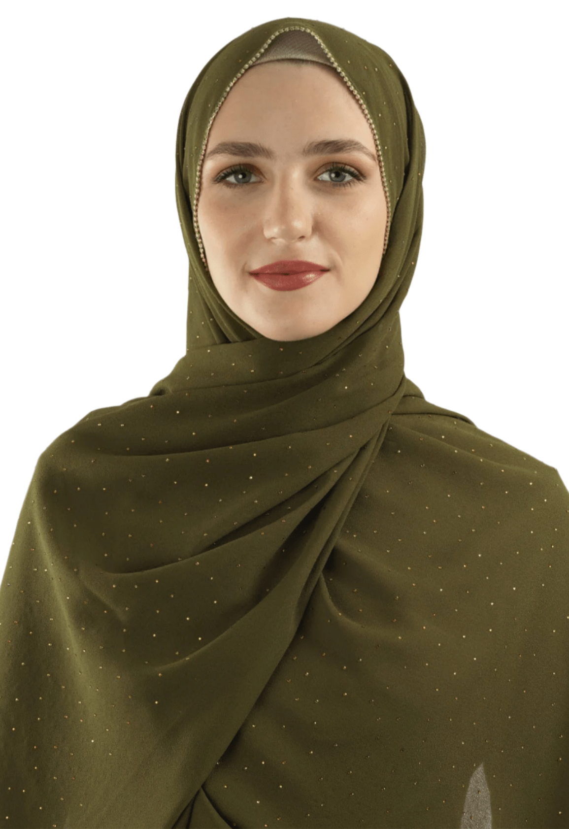 Olive Glamour chiffon hijab Kabayare