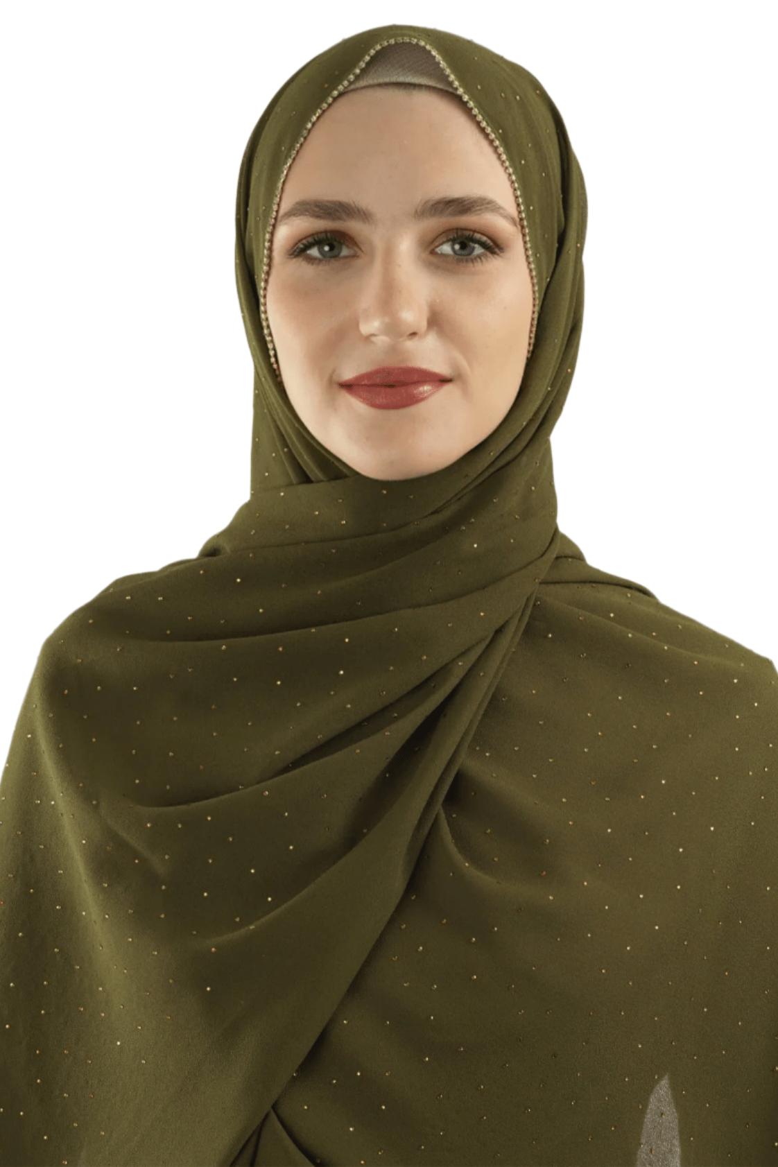 Olive Glamour chiffon hijab Kabayare