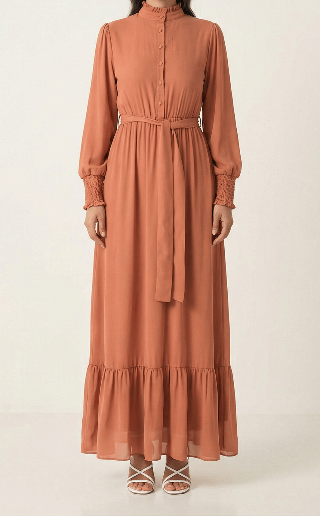 Olivia crepe long sleeve maxi modest dress Kabayare