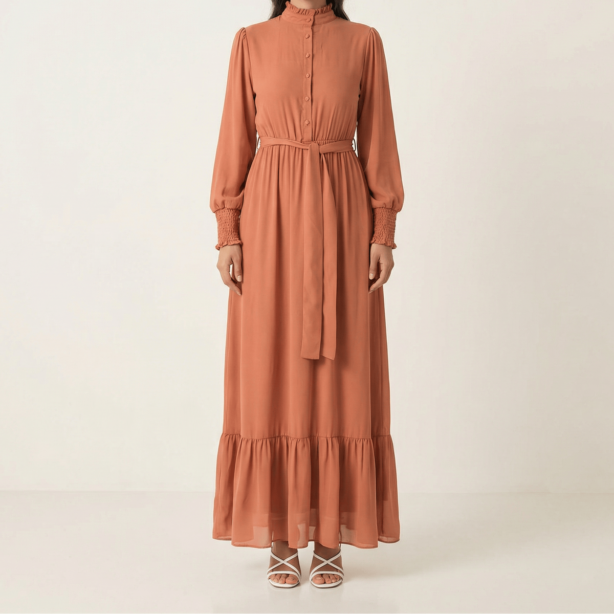 Olivia crepe long sleeve maxi modest dress Kabayare