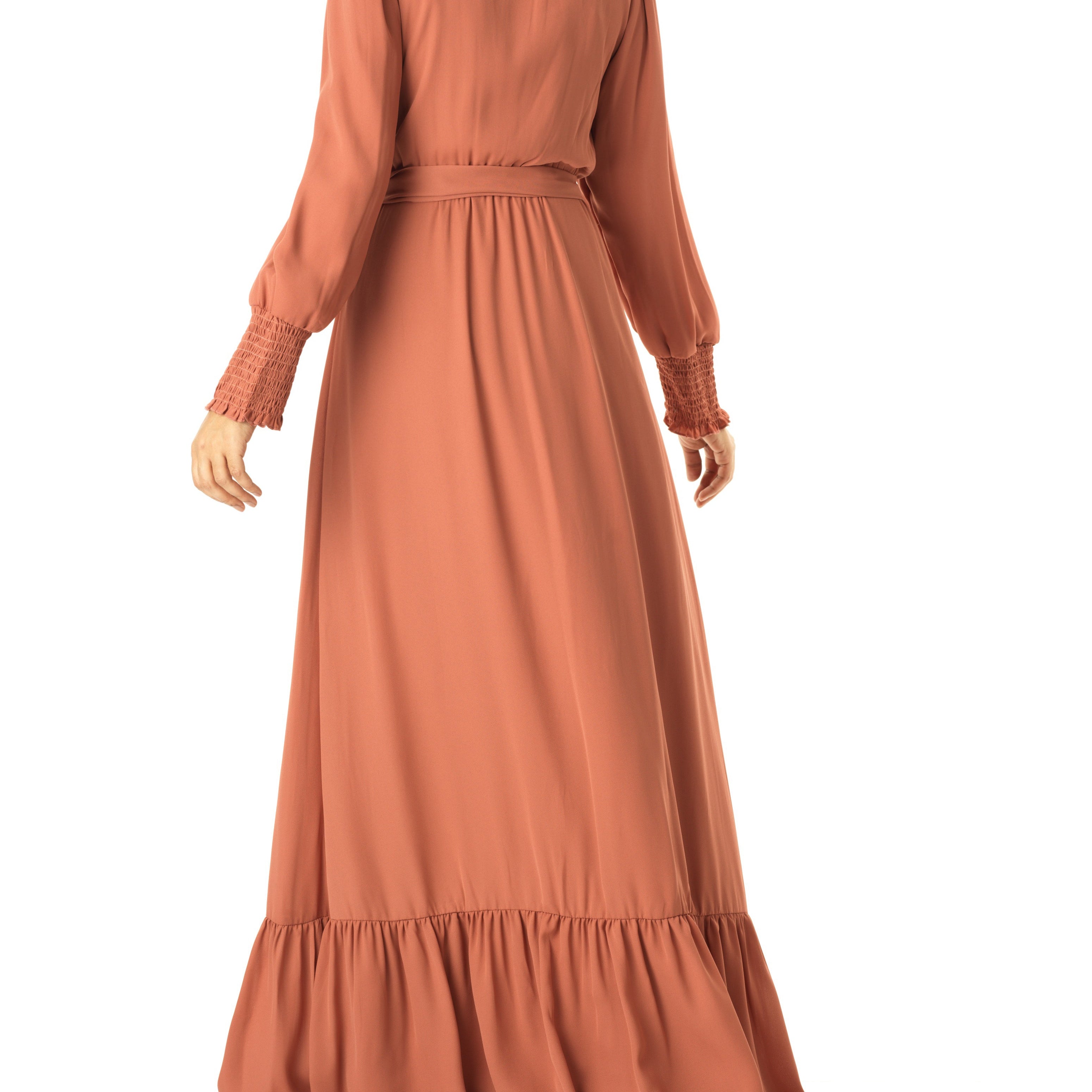 Olivia crepe long sleeve maxi modest dress Kabayare