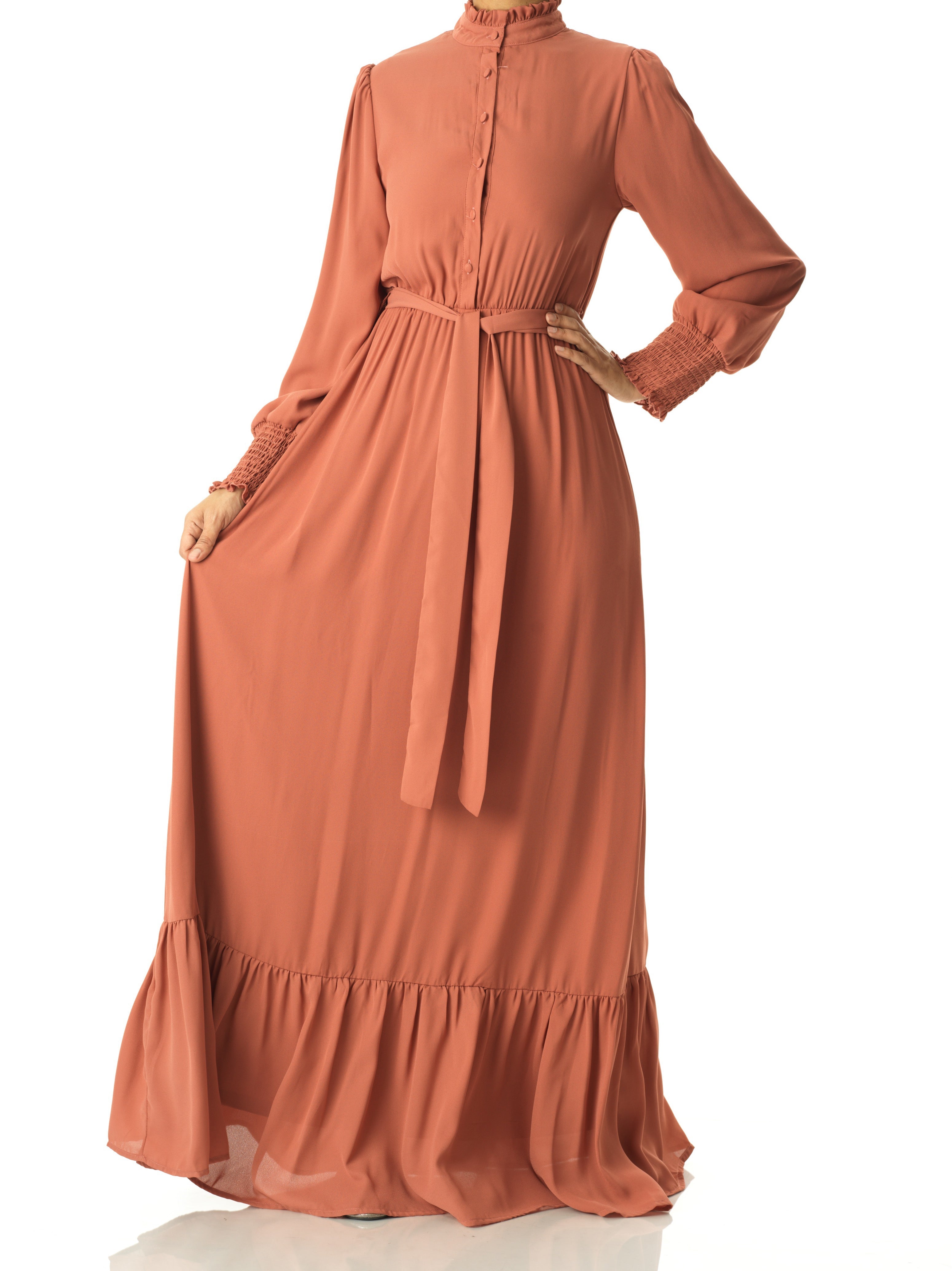 Olivia crepe long sleeve maxi modest dress Kabayare