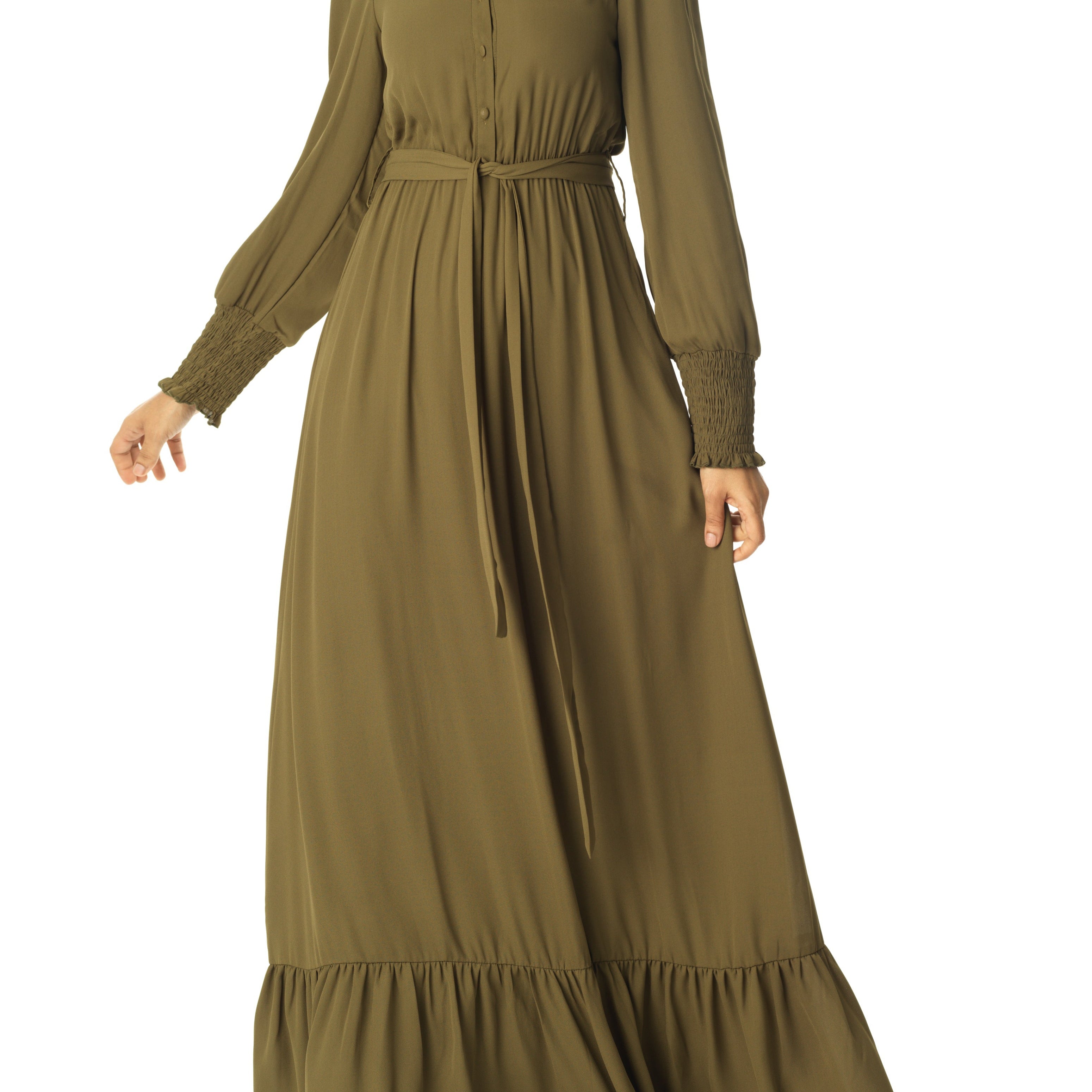 Olivia crepe long sleeve maxi modest dress Kabayare