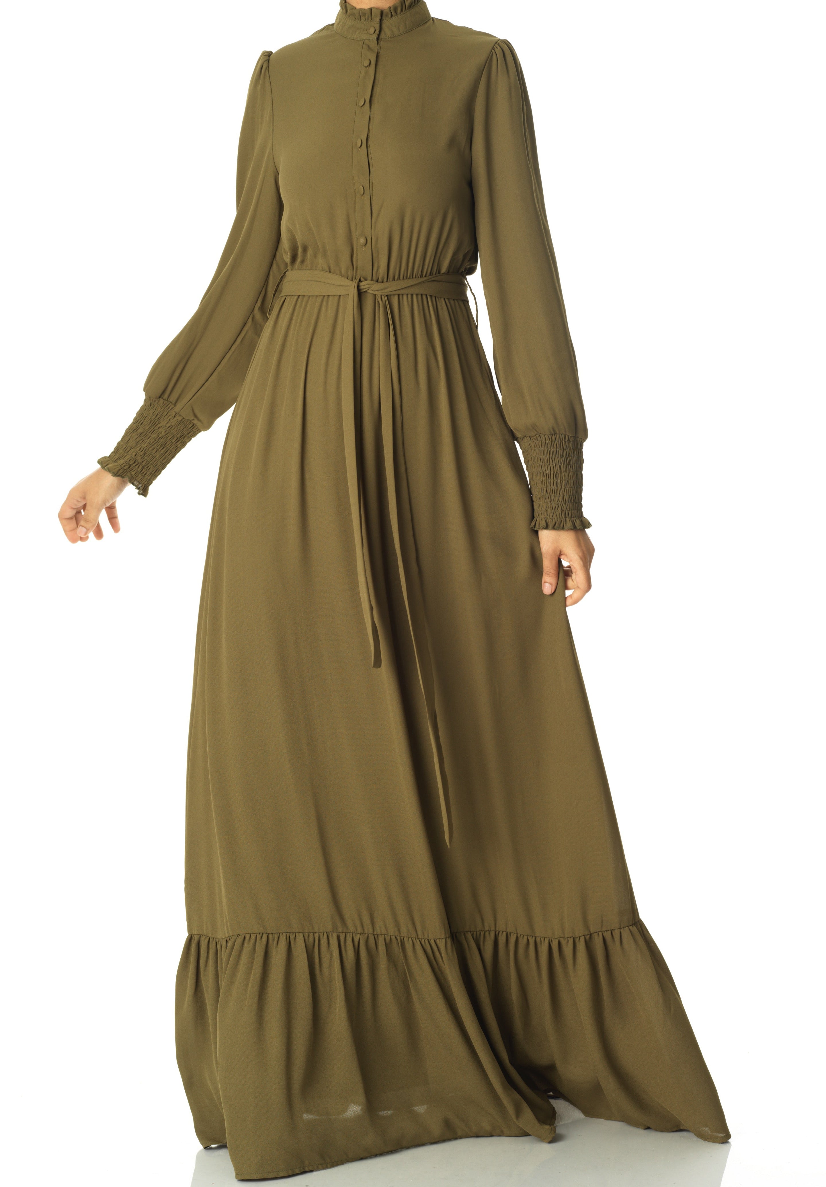 Olivia crepe long sleeve maxi modest dress Kabayare