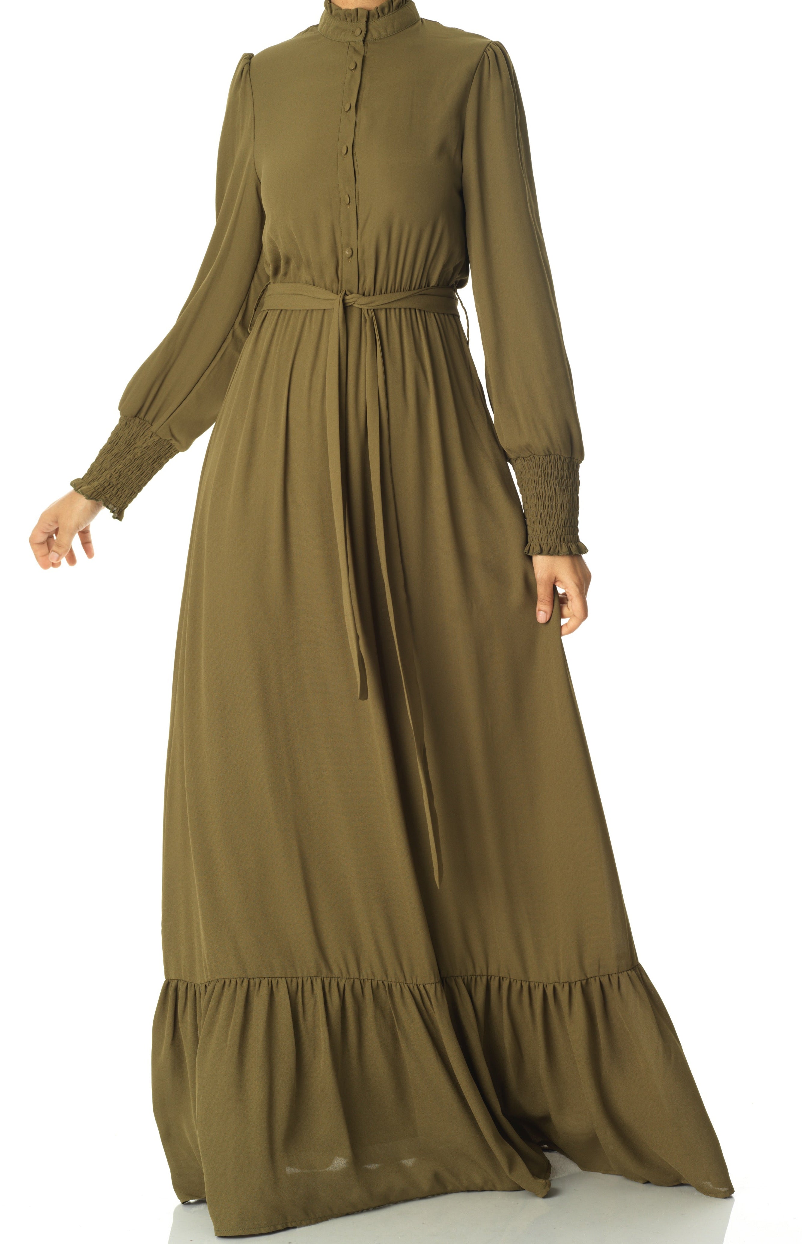 Olivia crepe long sleeve maxi modest dress Kabayare