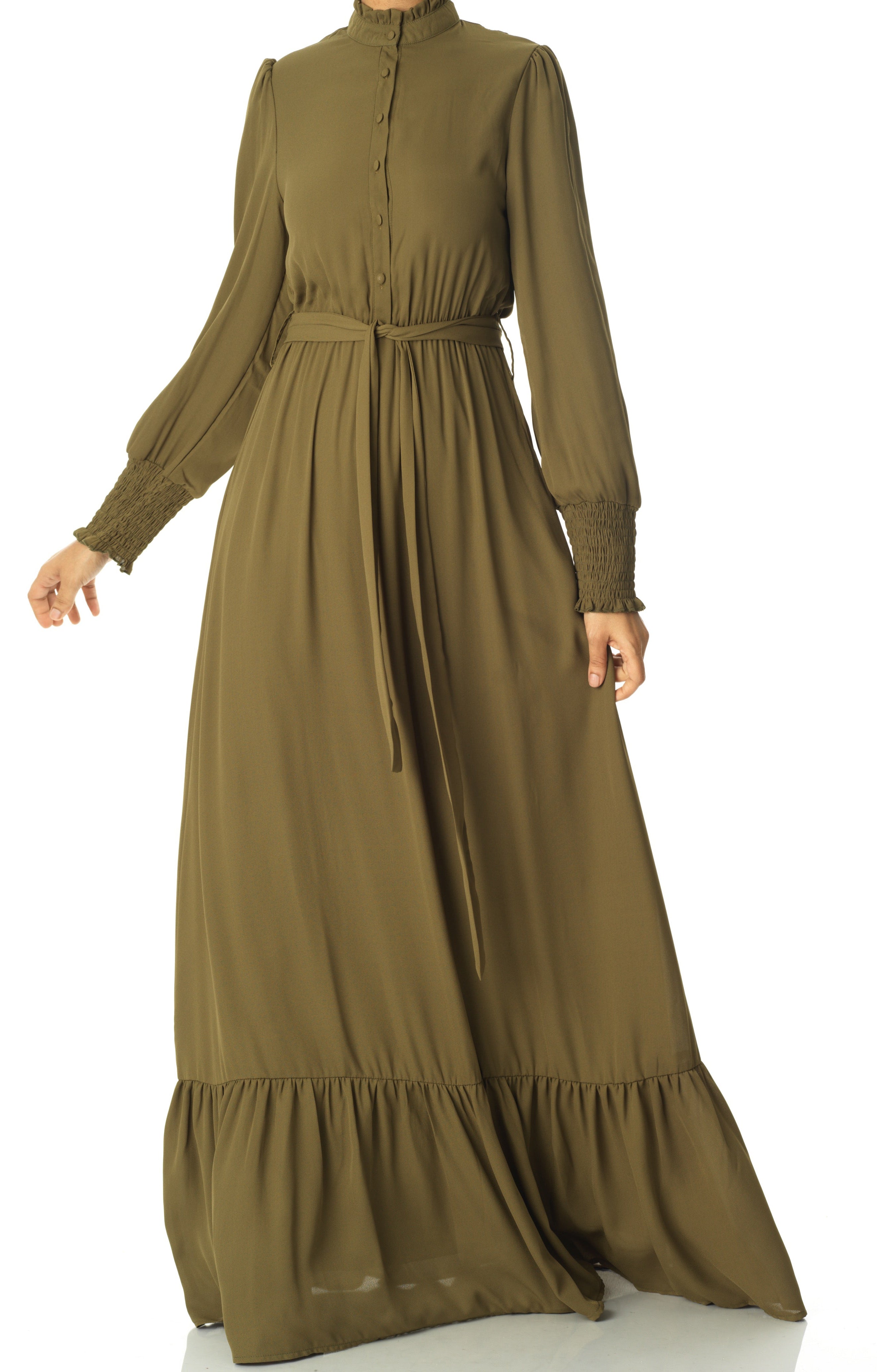 Olivia crepe long sleeve maxi modest dress Kabayare