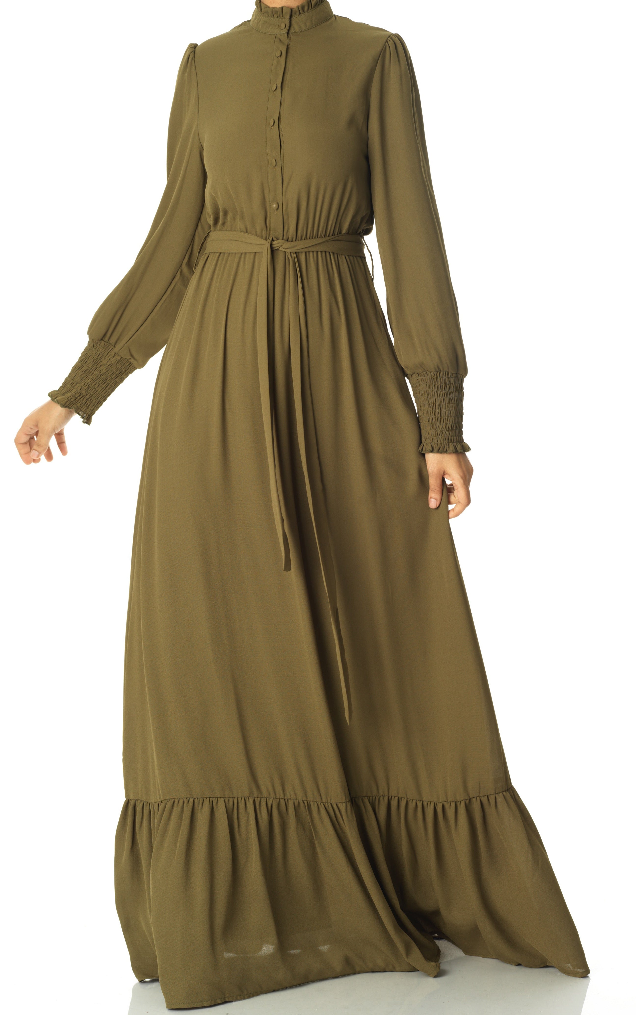 Olivia crepe long sleeve maxi modest dress Kabayare