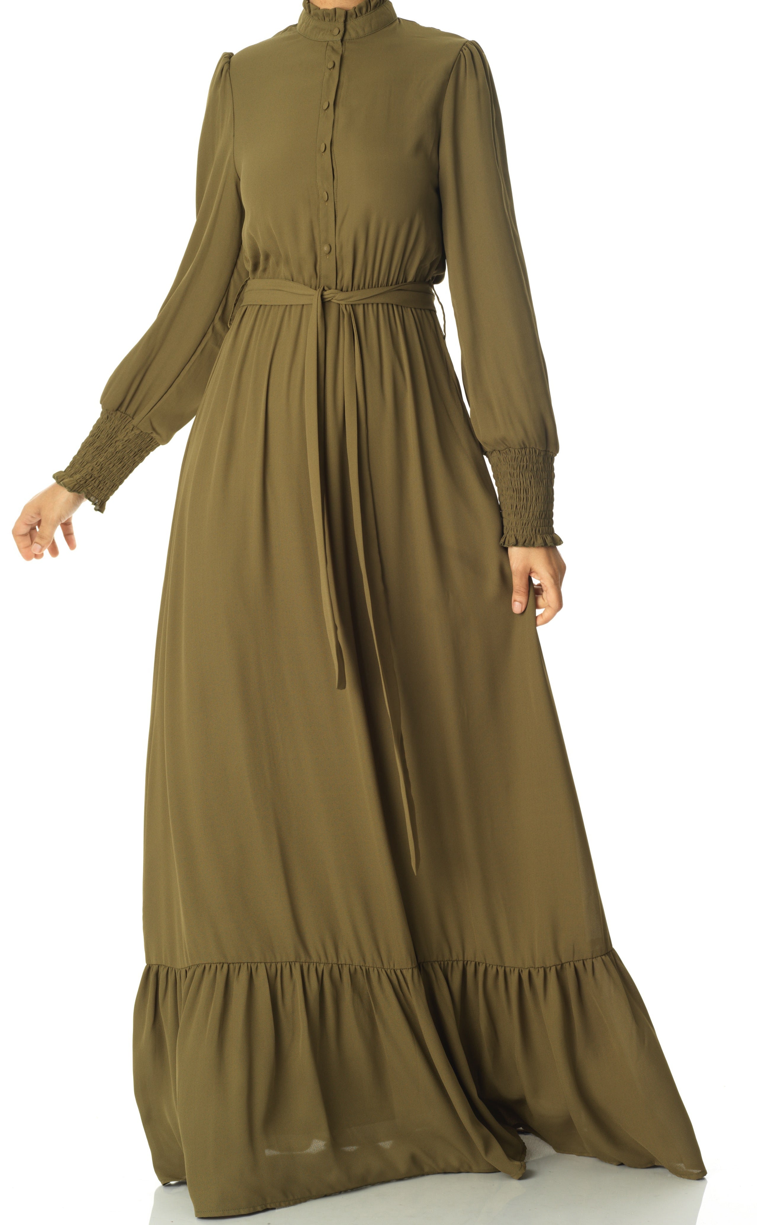 Olivia crepe long sleeve maxi modest dress Kabayare