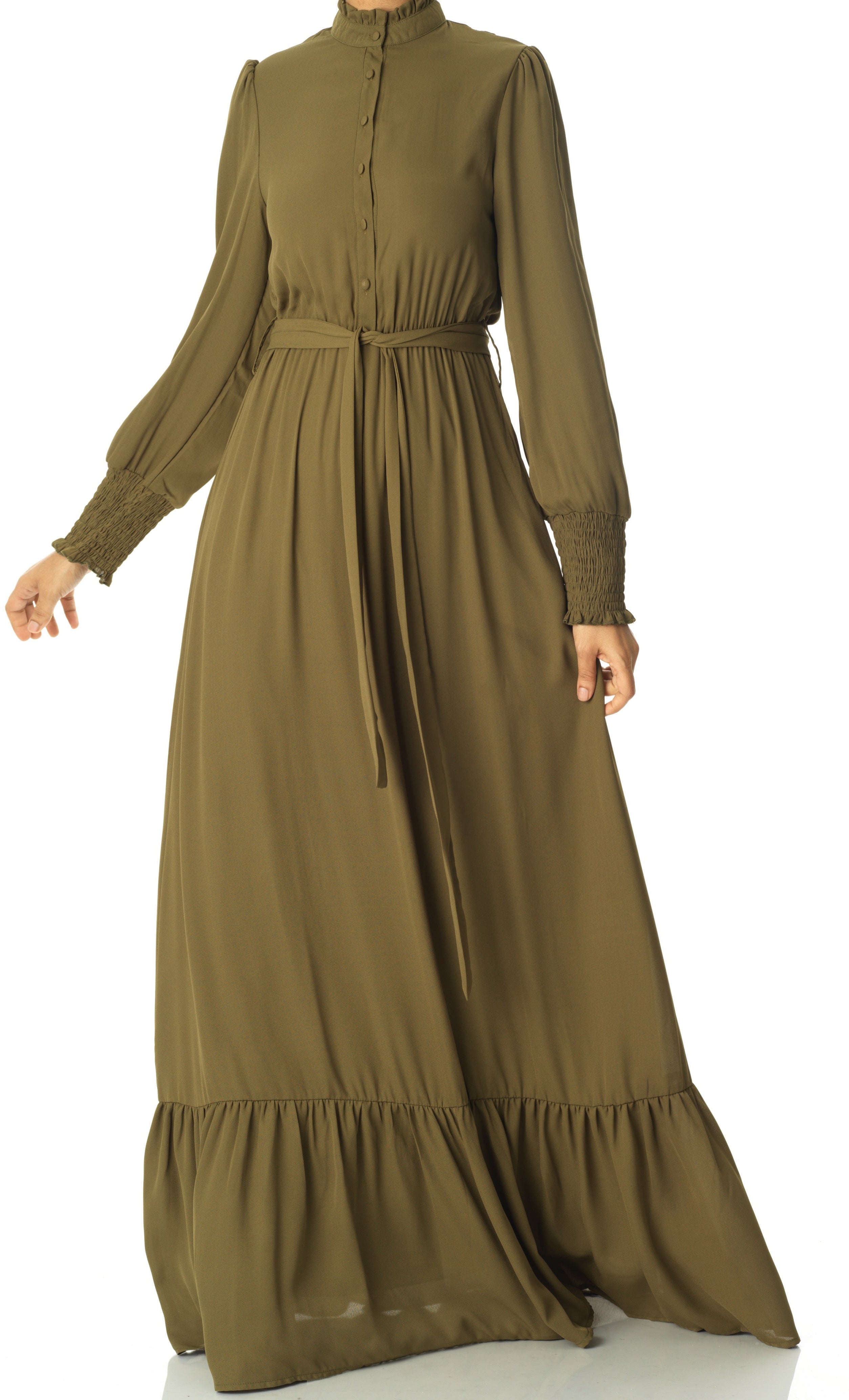 Olivia crepe long sleeve maxi modest dress Kabayare