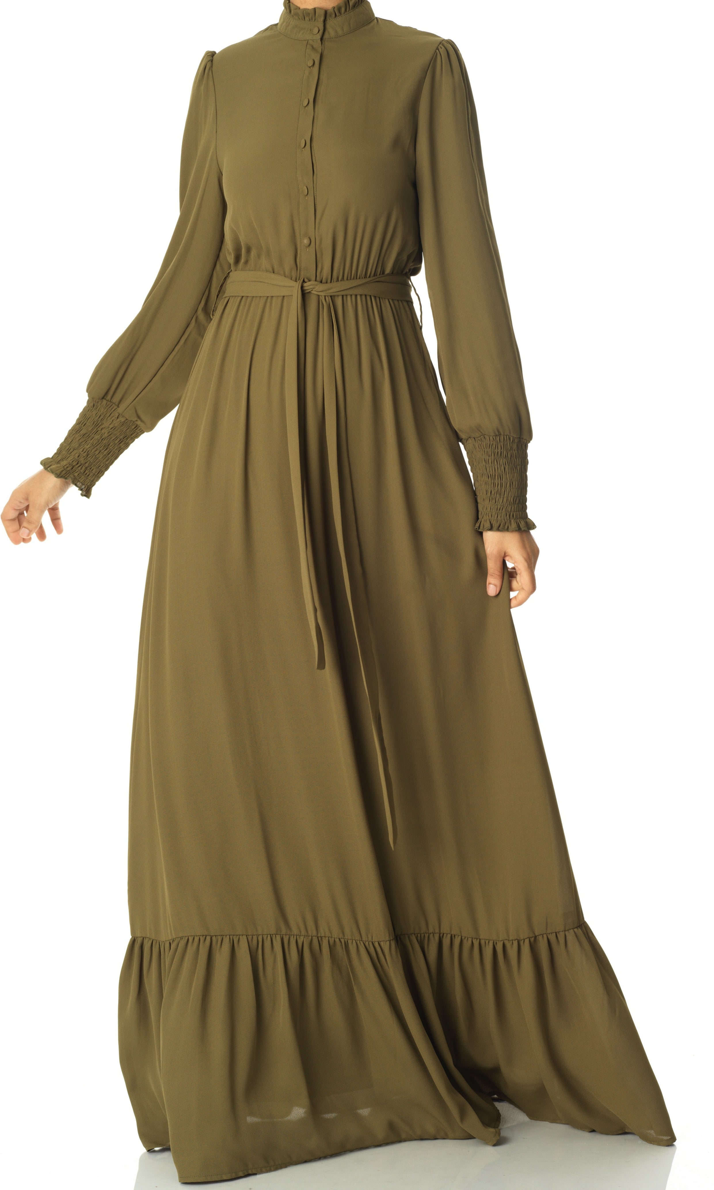 Olivia crepe long sleeve maxi modest dress Kabayare