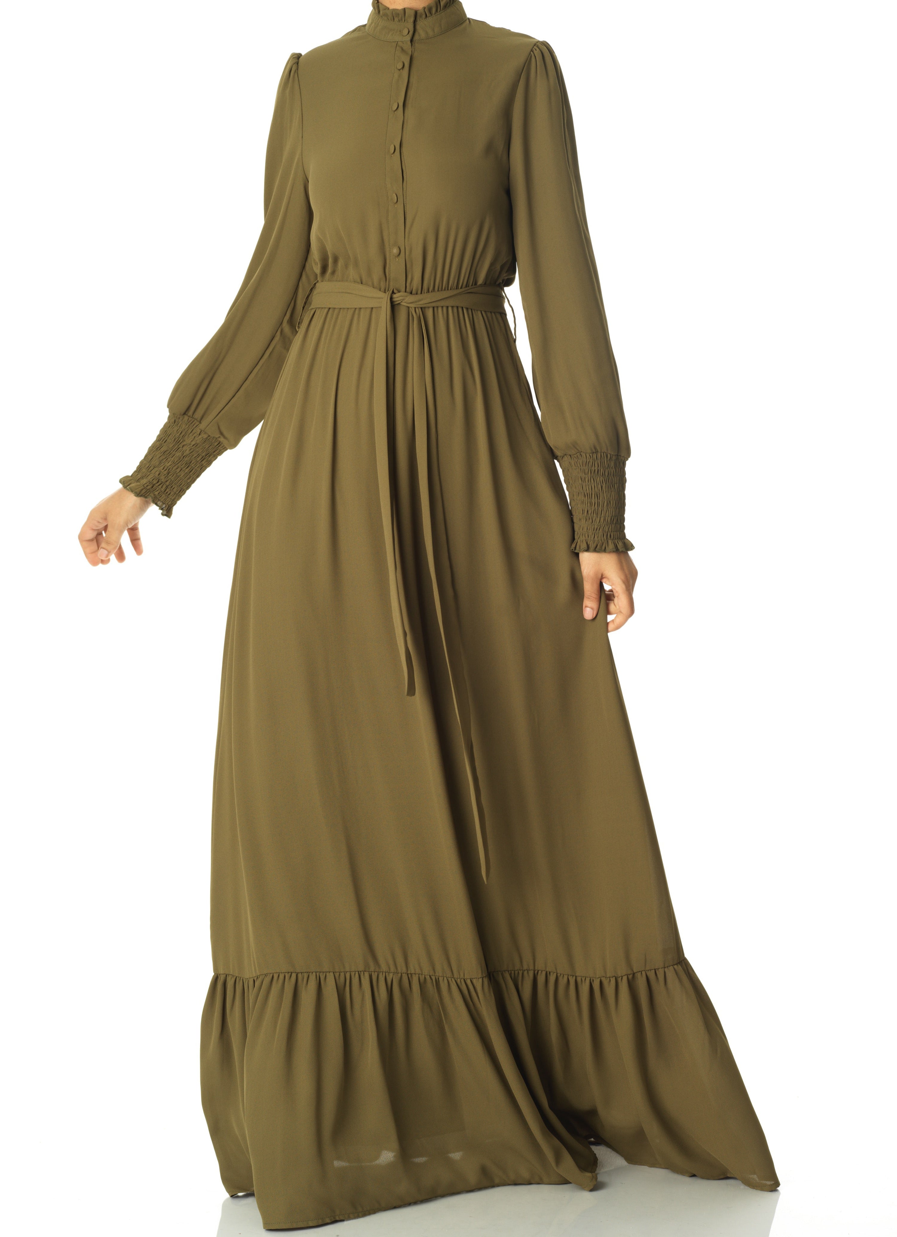 Olivia crepe long sleeve maxi modest dress Kabayare