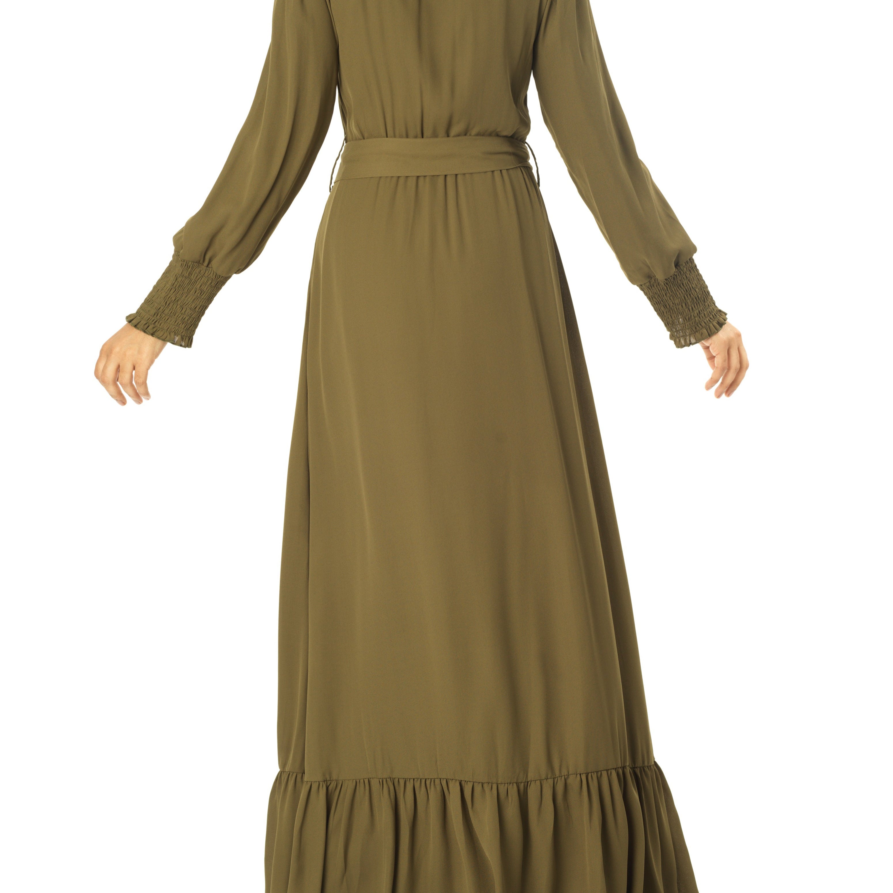 Olivia crepe long sleeve maxi modest dress Kabayare