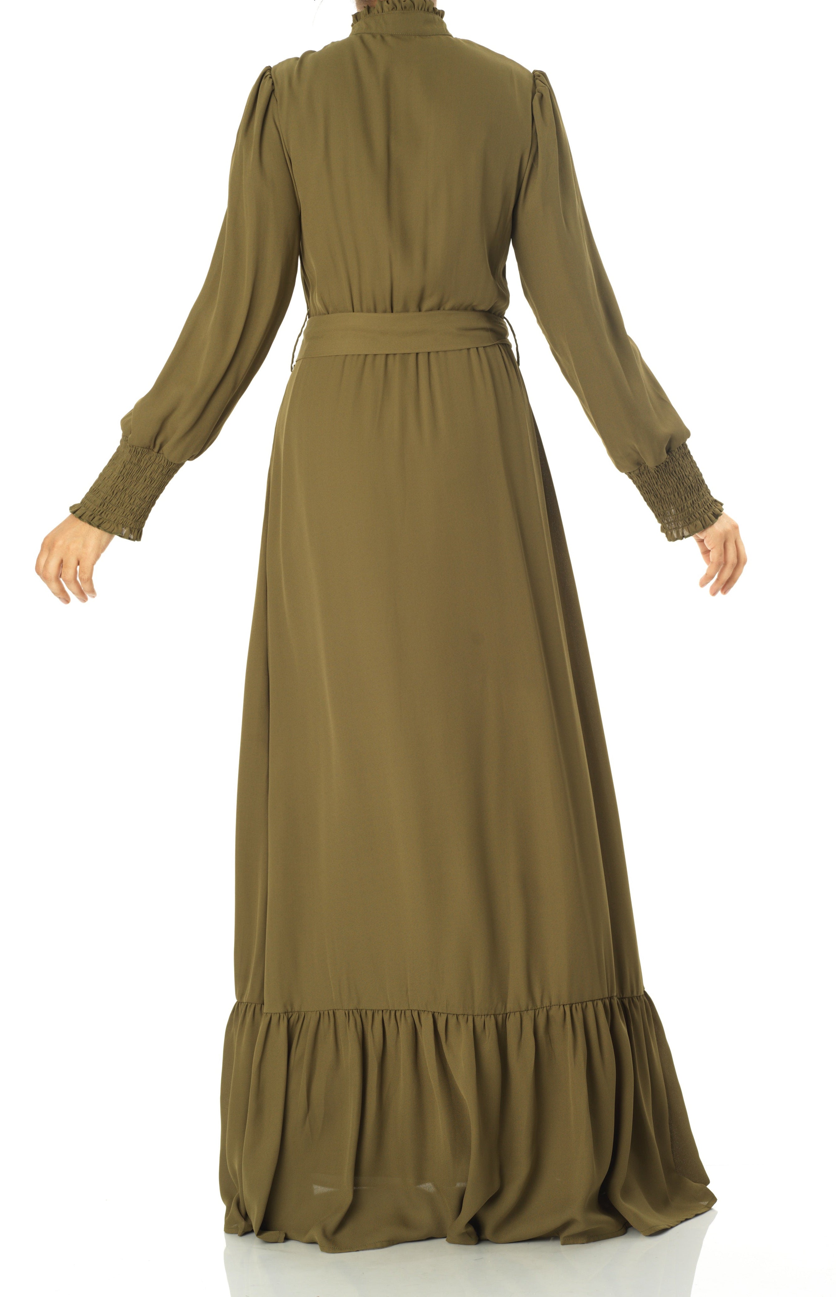 Olivia crepe long sleeve maxi modest dress Kabayare
