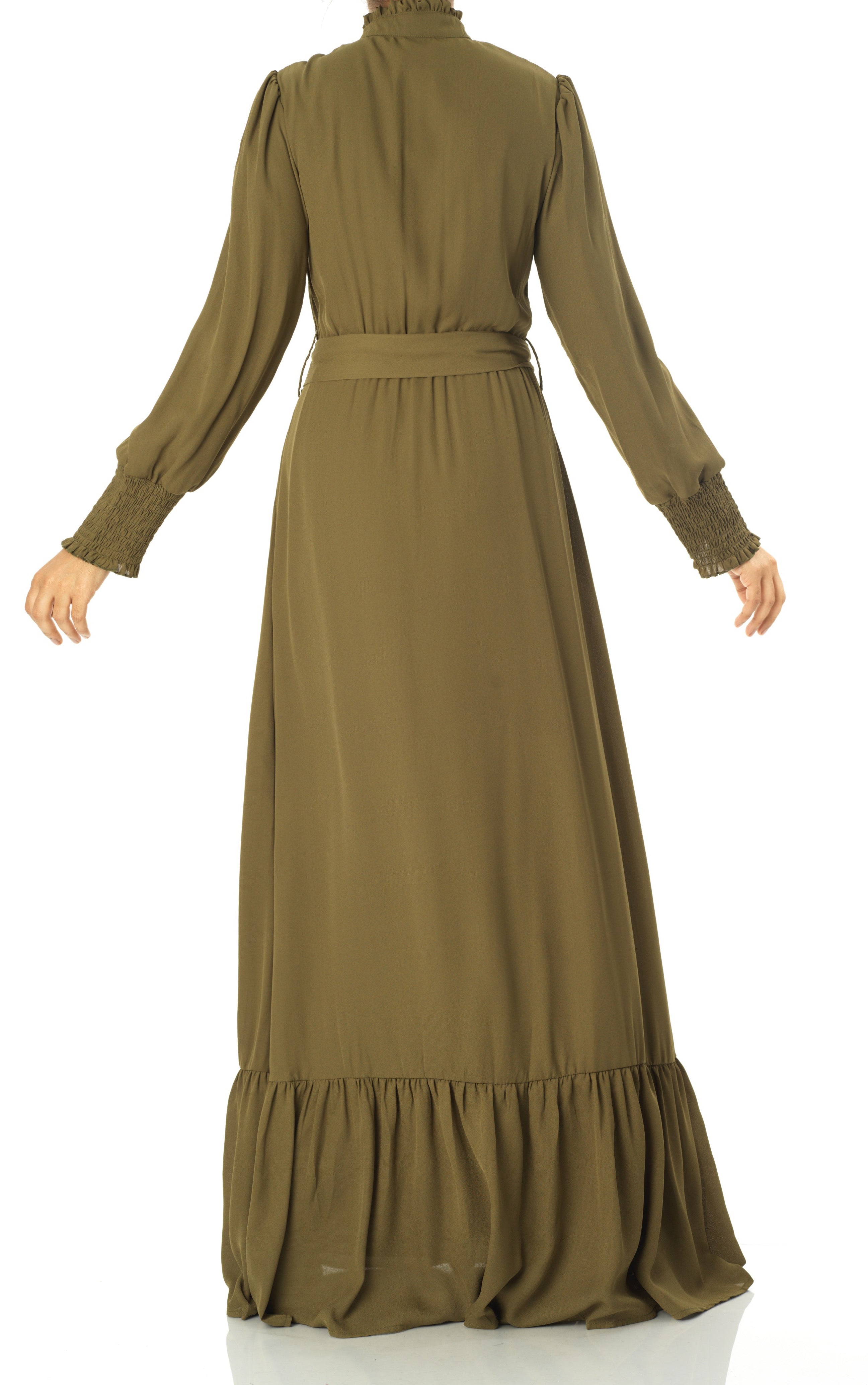 Olivia crepe long sleeve maxi modest dress Kabayare