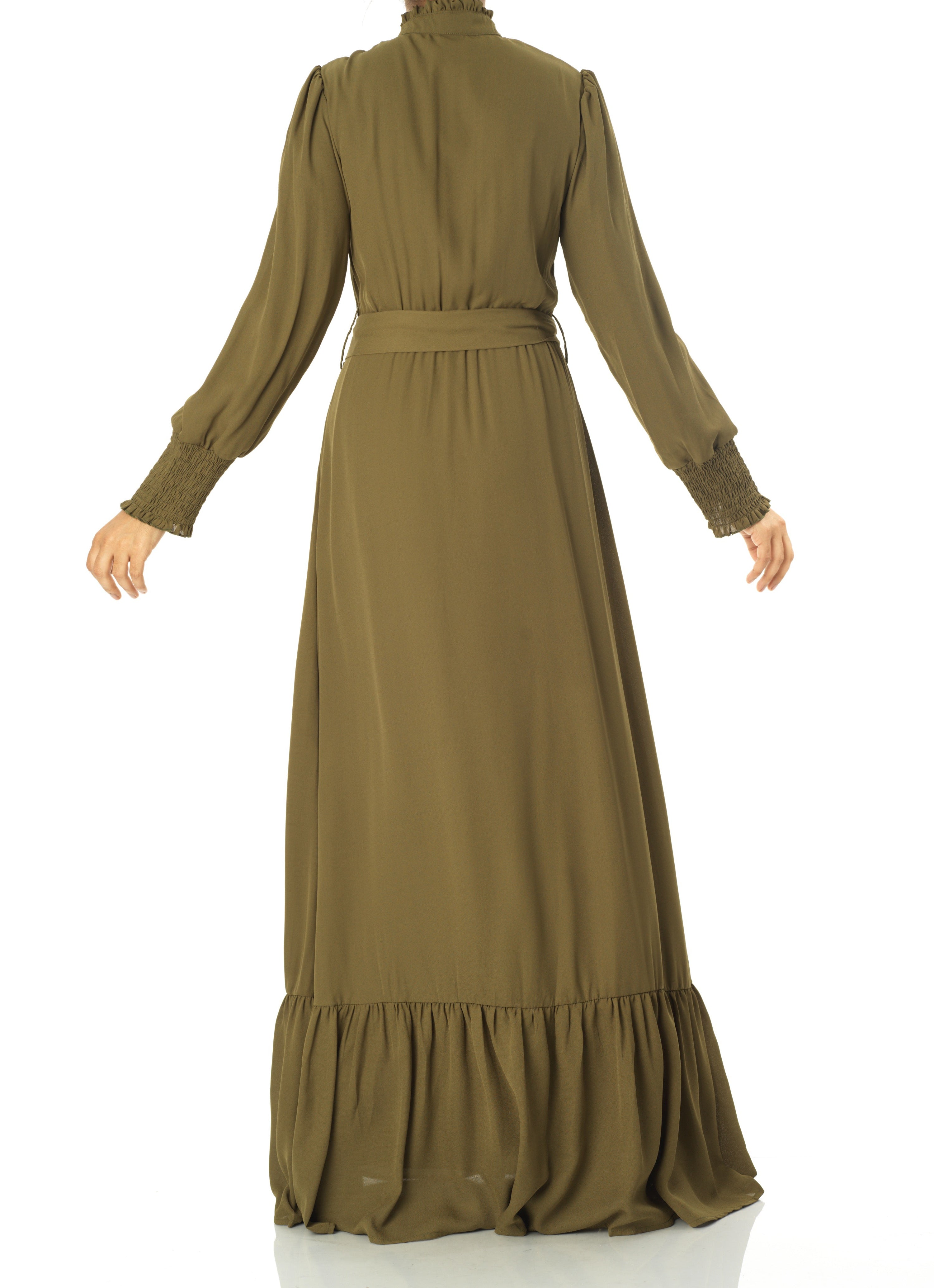 Olivia crepe long sleeve maxi modest dress Kabayare