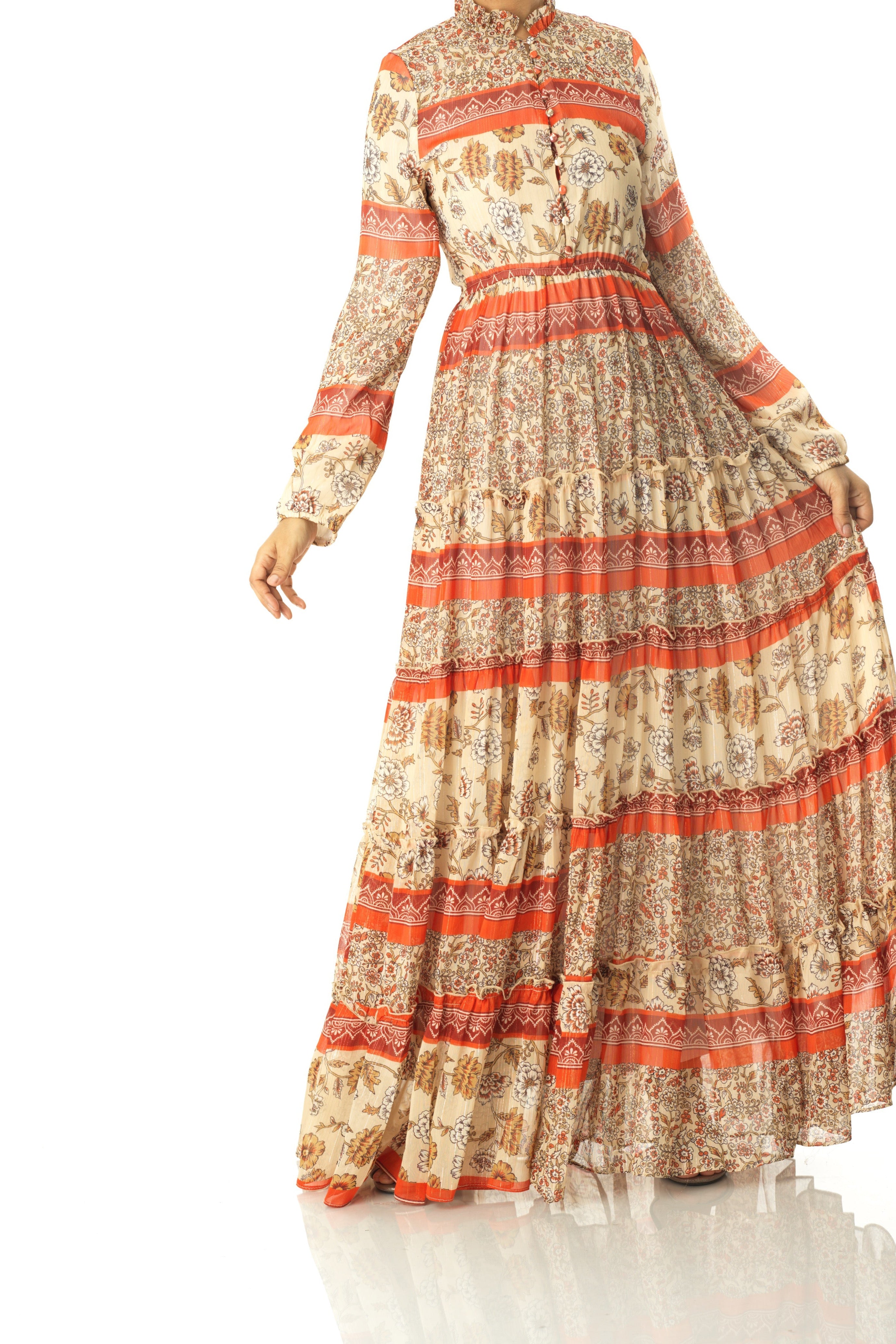 Orange bohemian Marigold maxi dress Kabayare