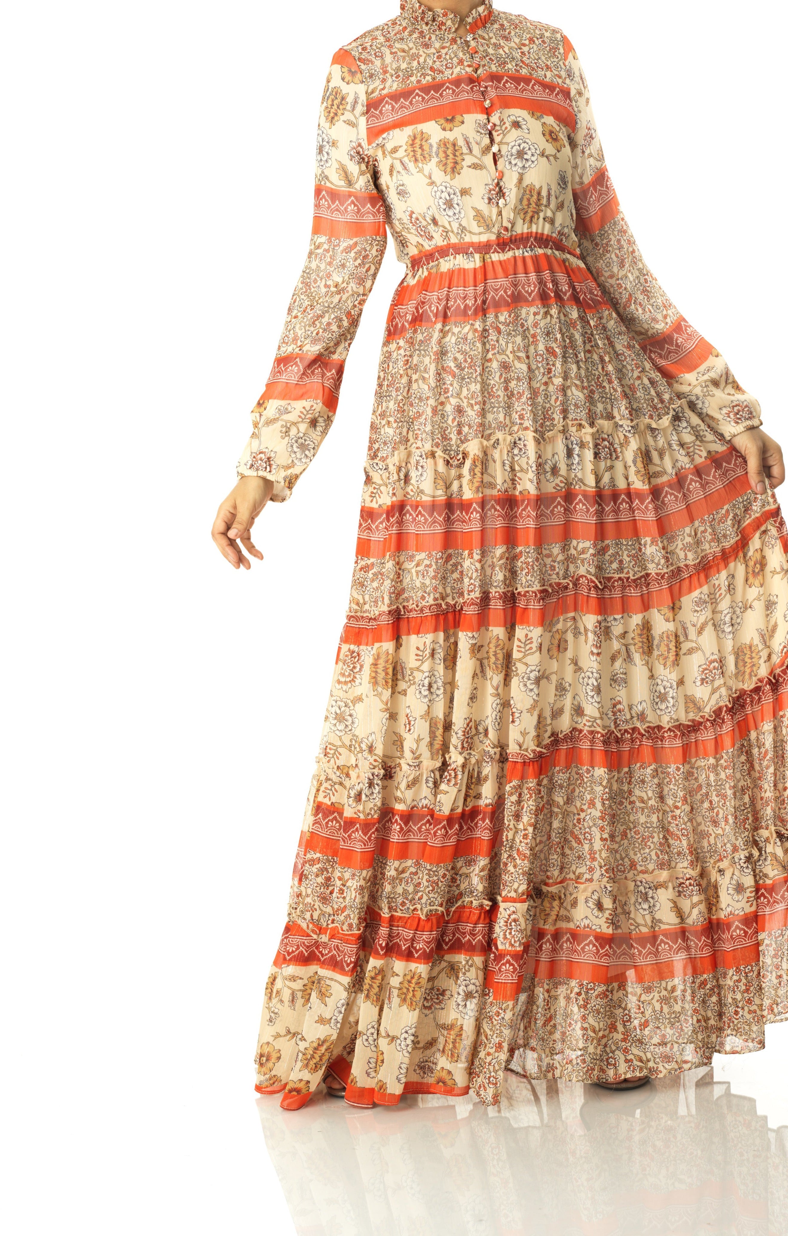 Orange bohemian Marigold maxi dress Kabayare