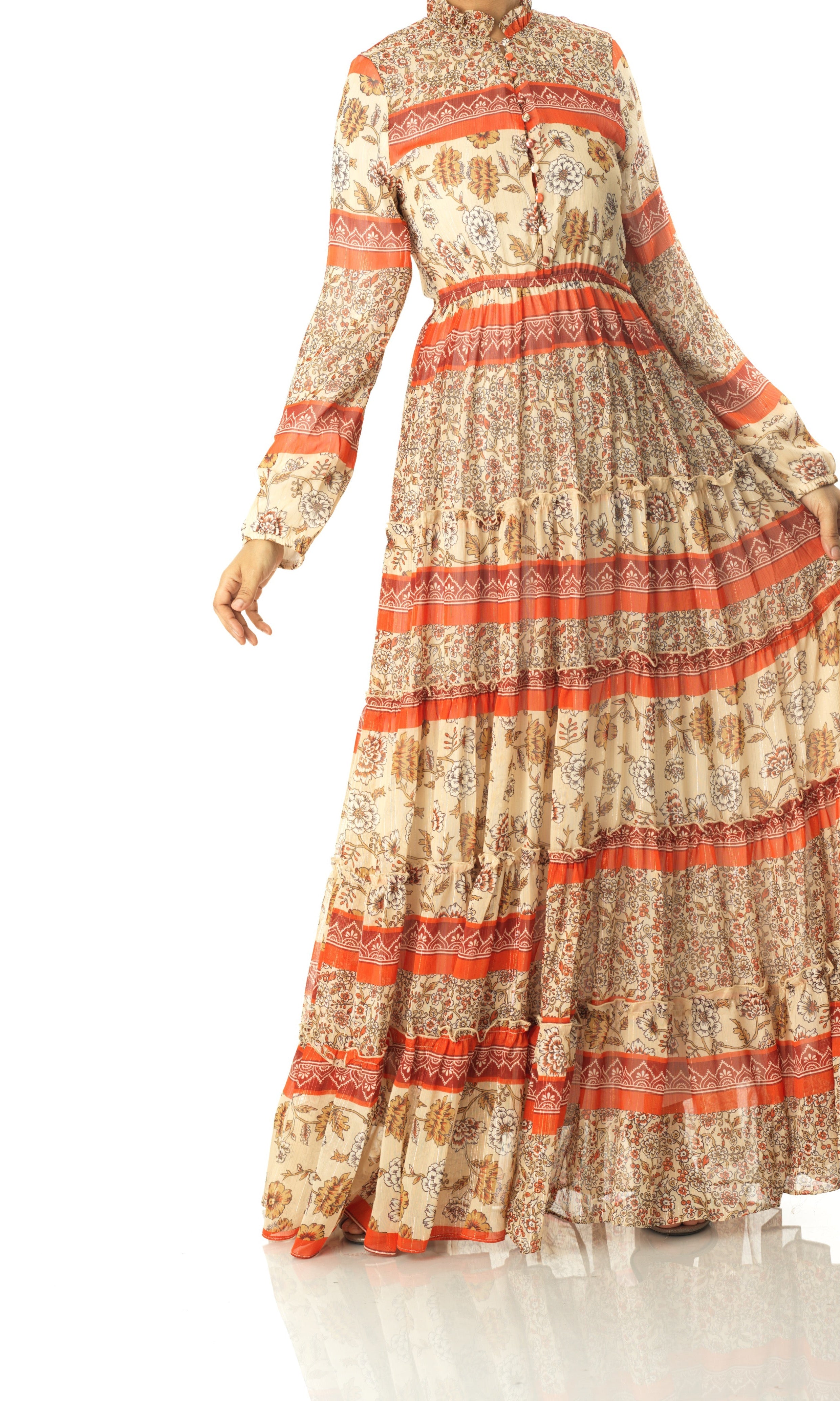 Orange bohemian Marigold maxi dress Kabayare
