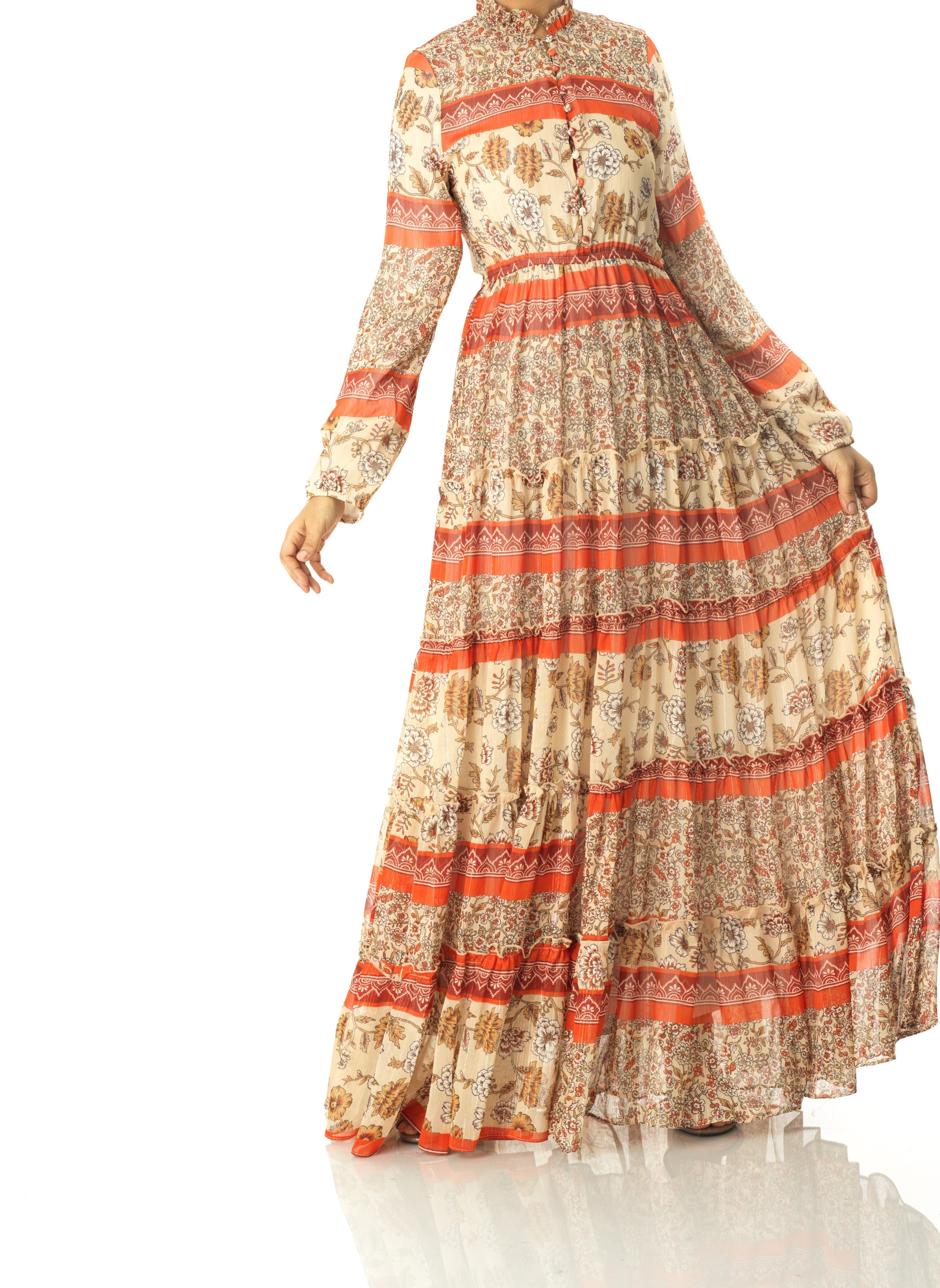 Orange bohemian Marigold maxi dress Kabayare