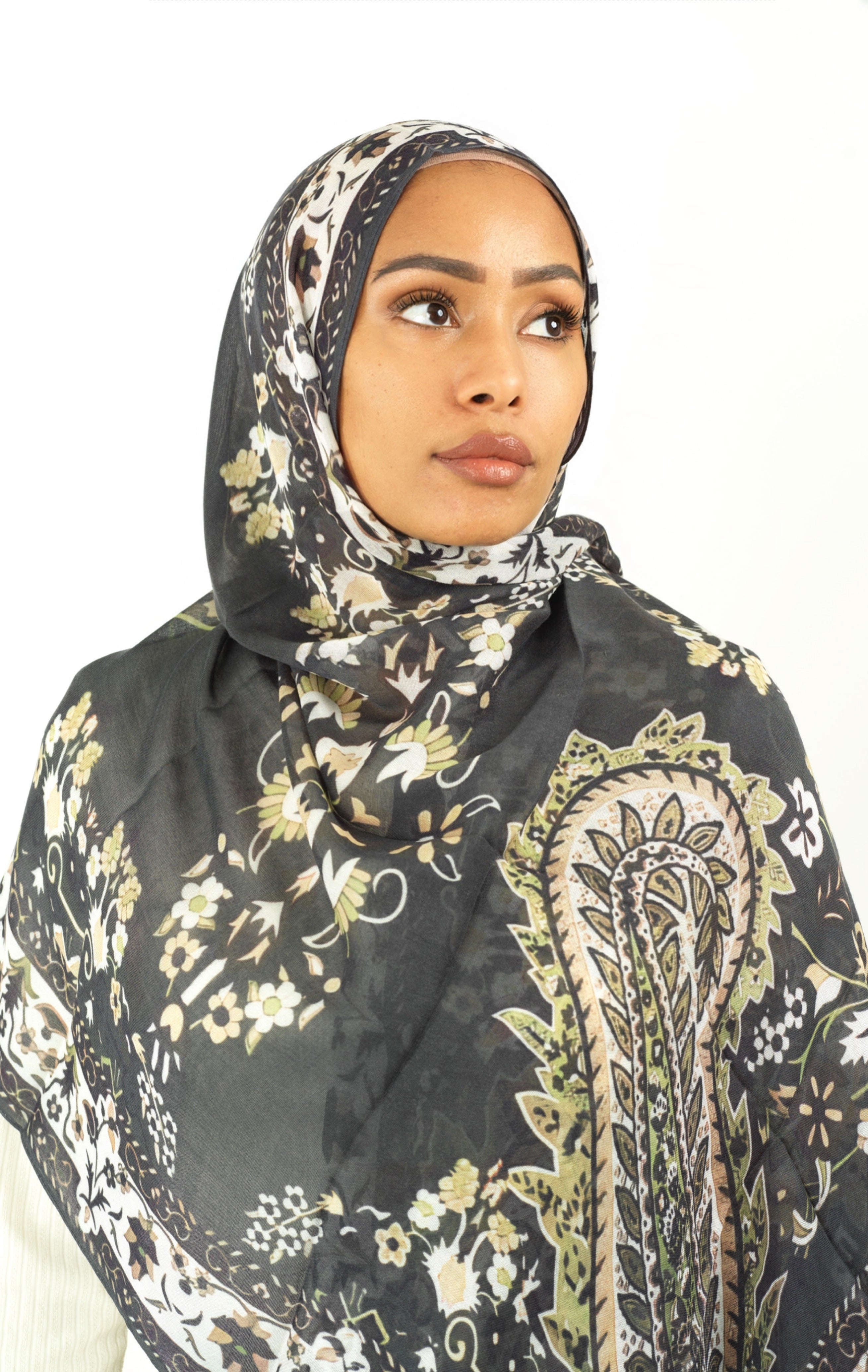 Paisley art modal print hijab Kabayare