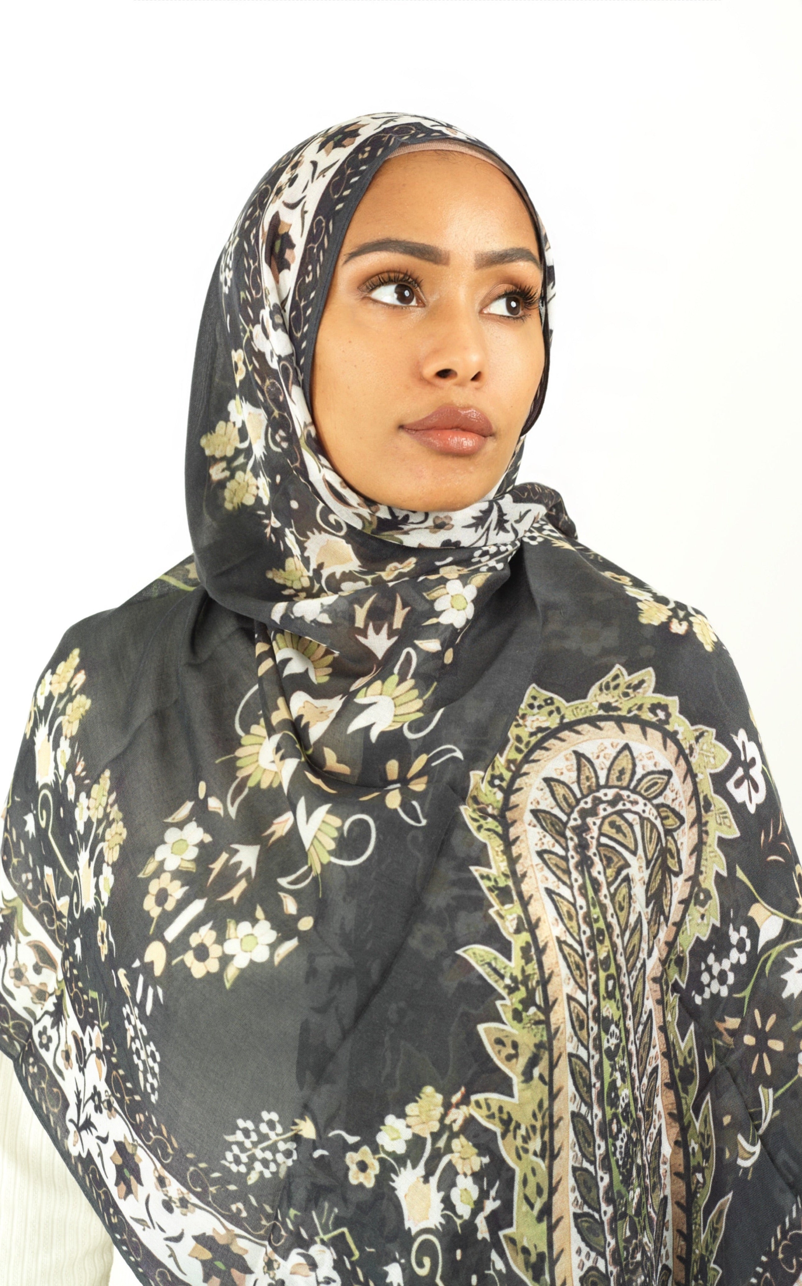 Paisley art modal print hijab Kabayare
