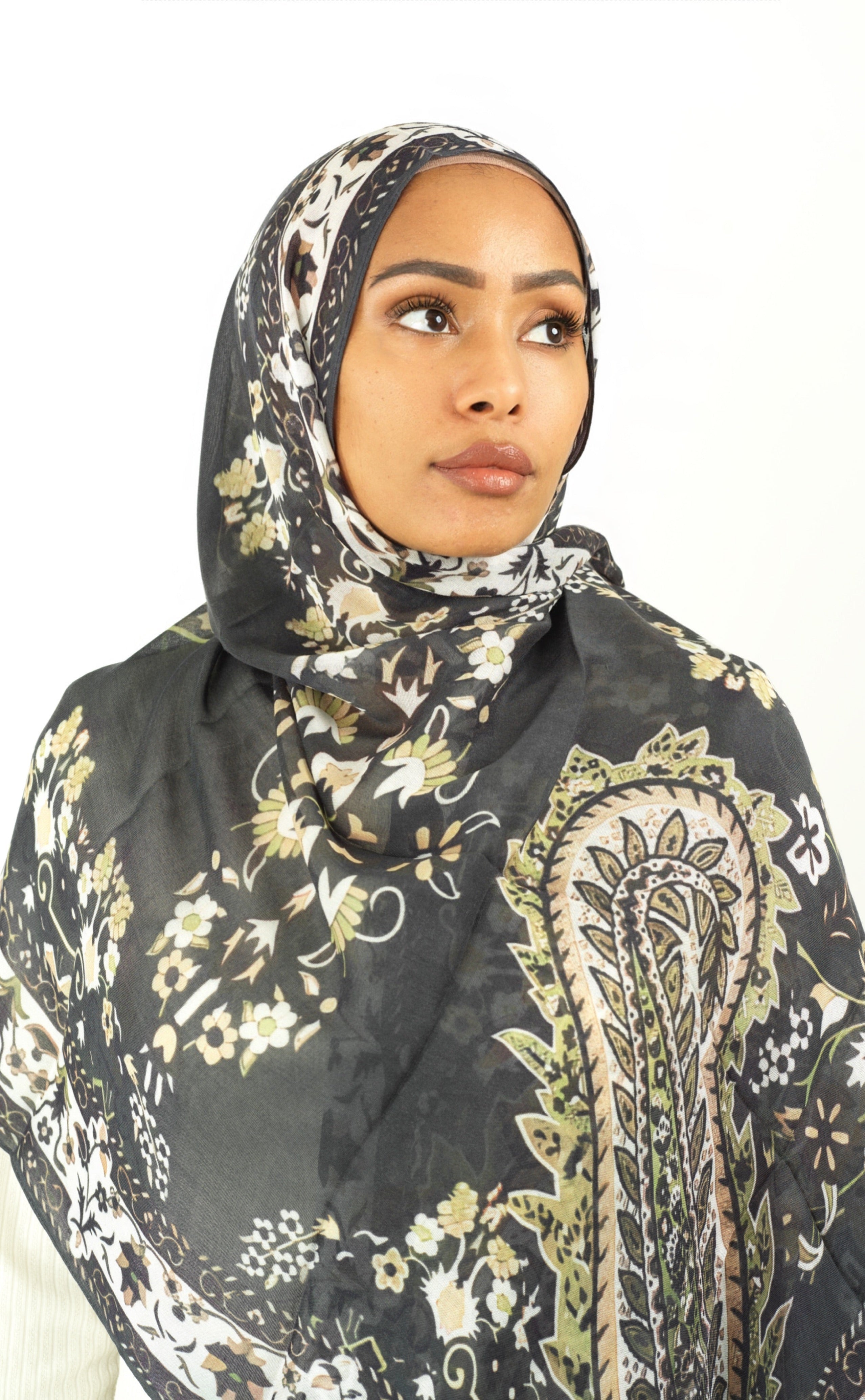 Paisley art modal print hijab Kabayare