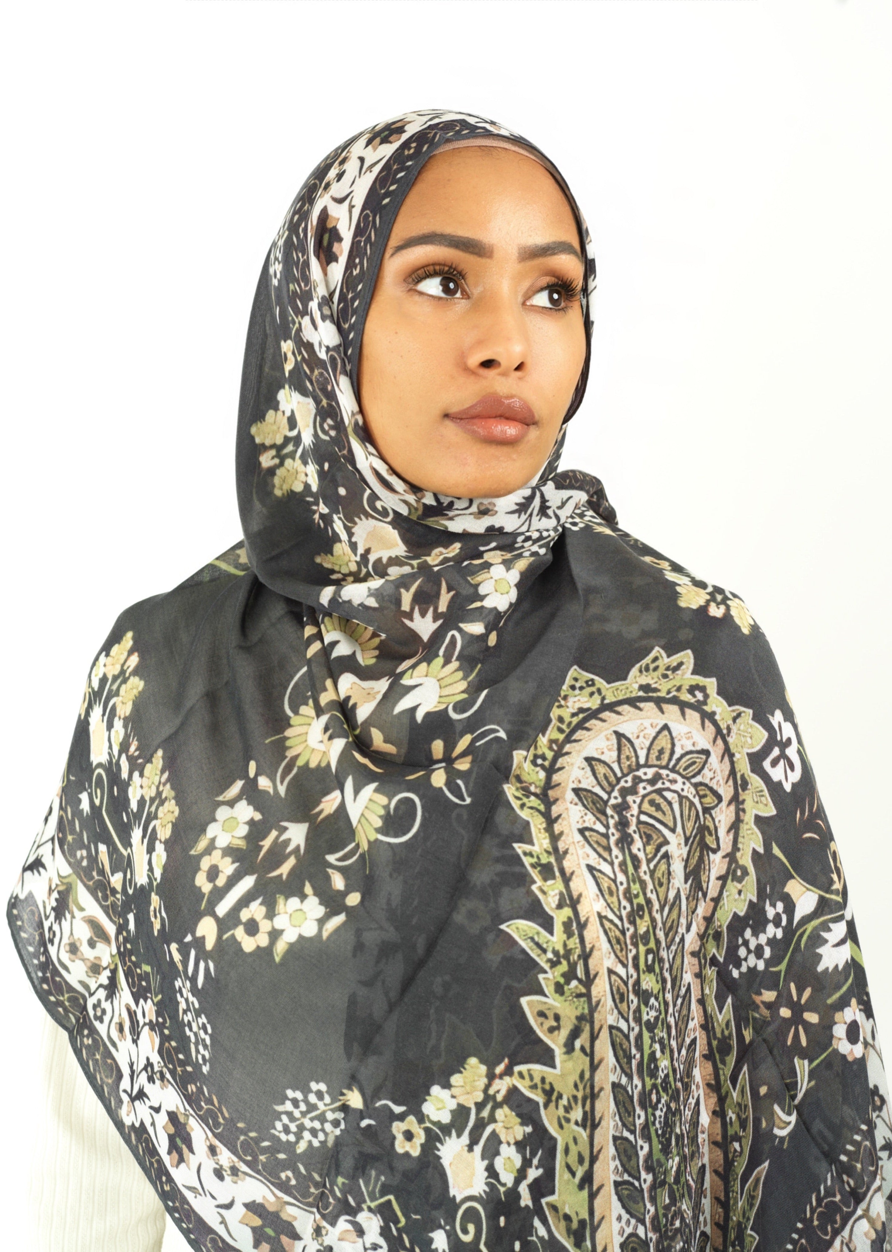 Paisley art modal print hijab Kabayare