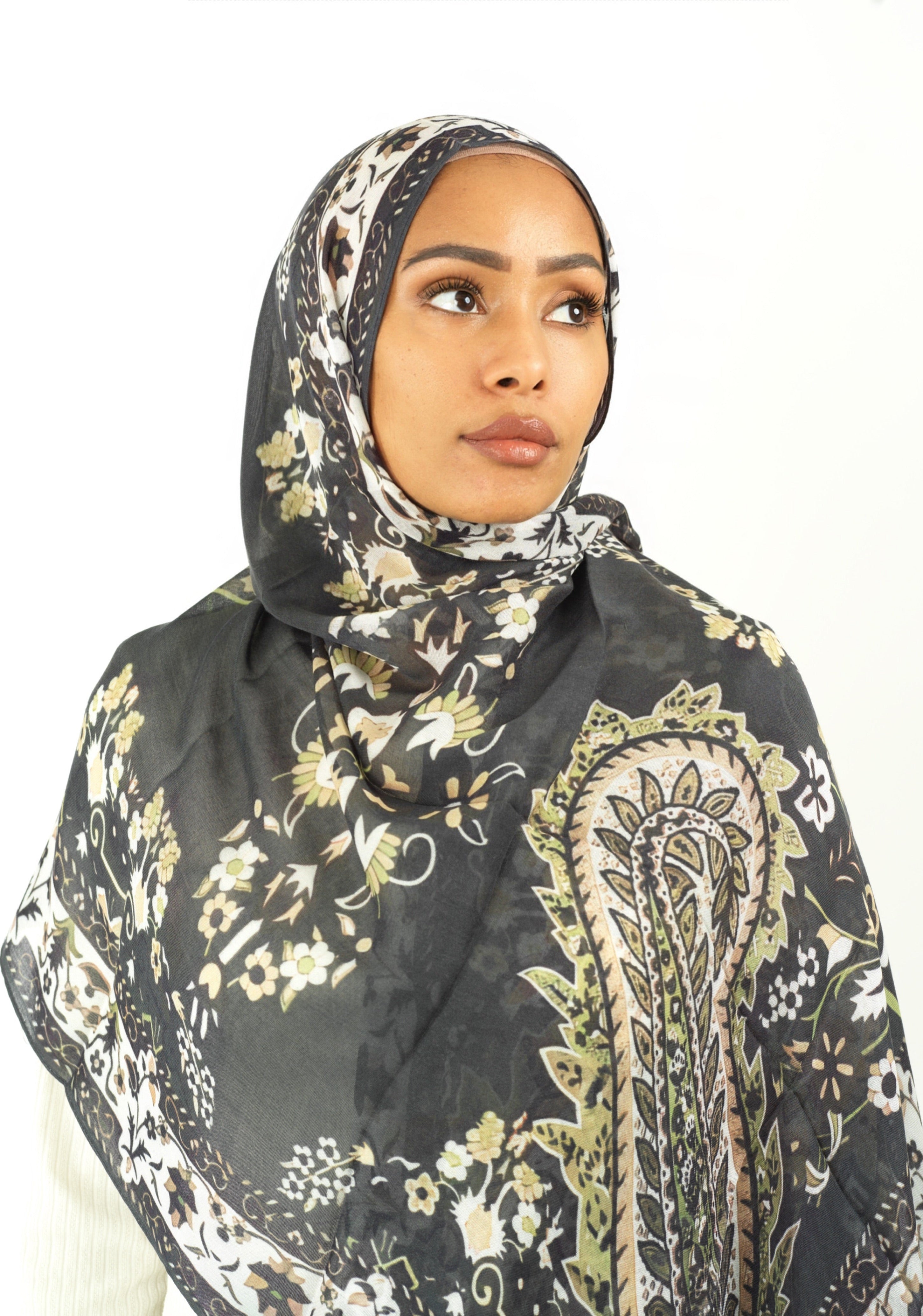 Paisley art modal print hijab Kabayare