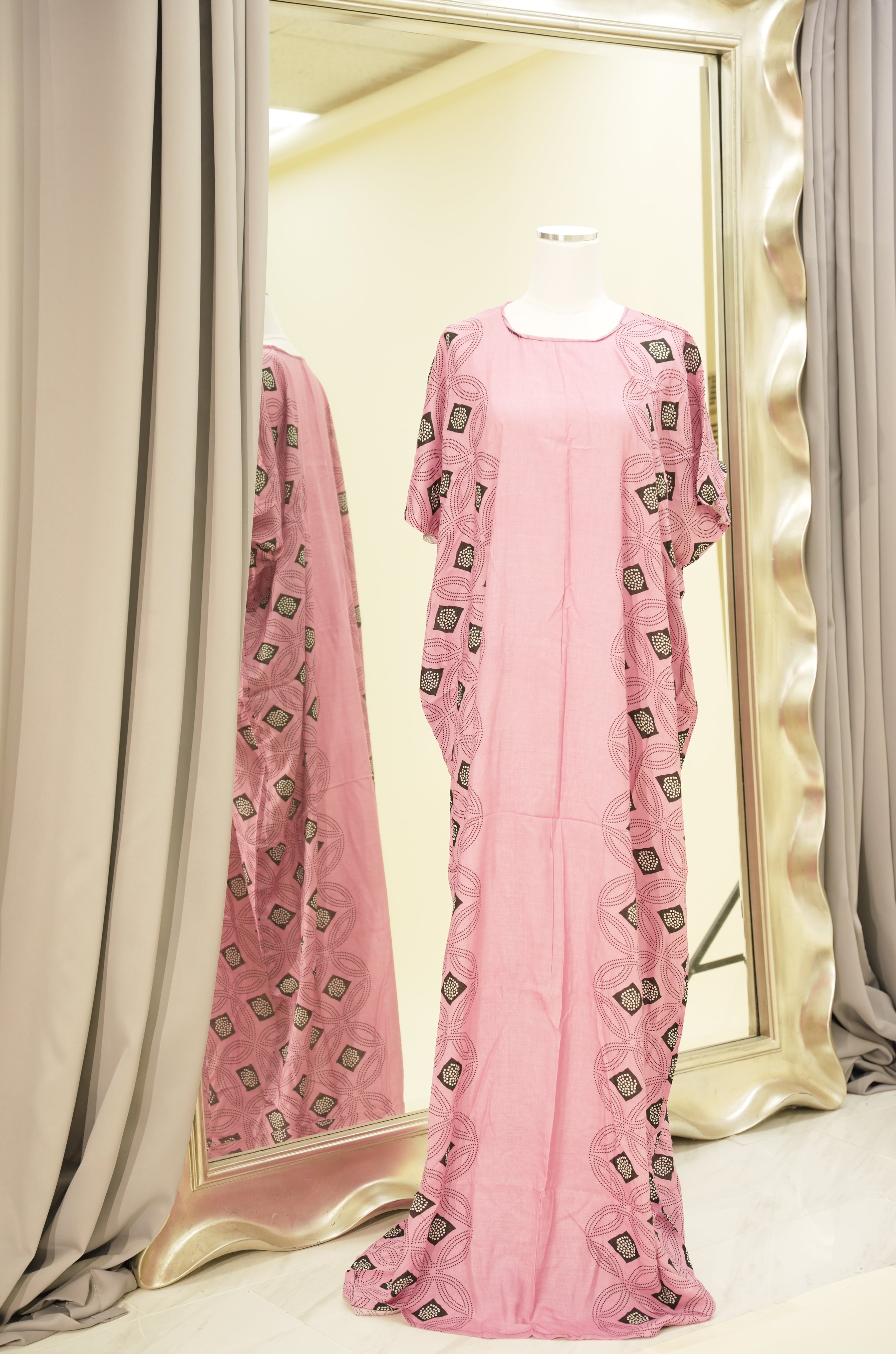 Pastel pink Marwa print bati dress Kabayare